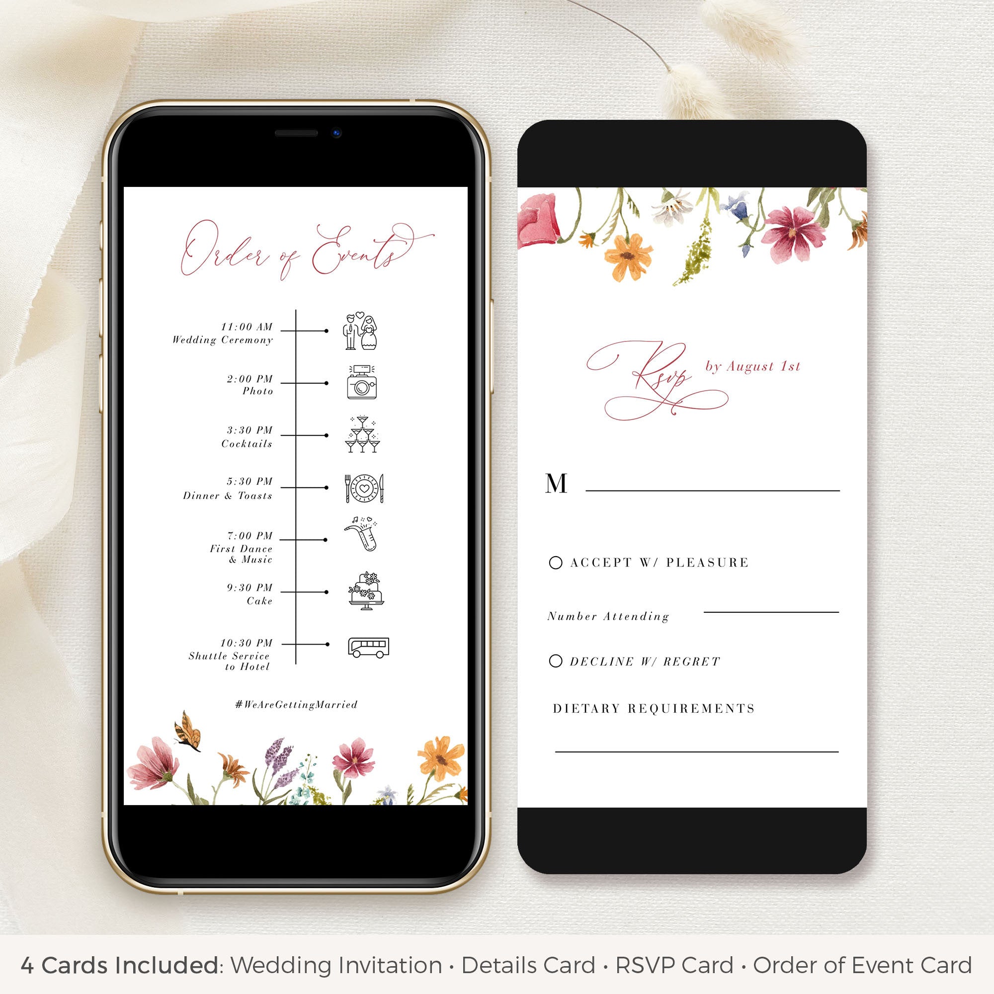 APRIL Digital Wedding Invitation Flower Design