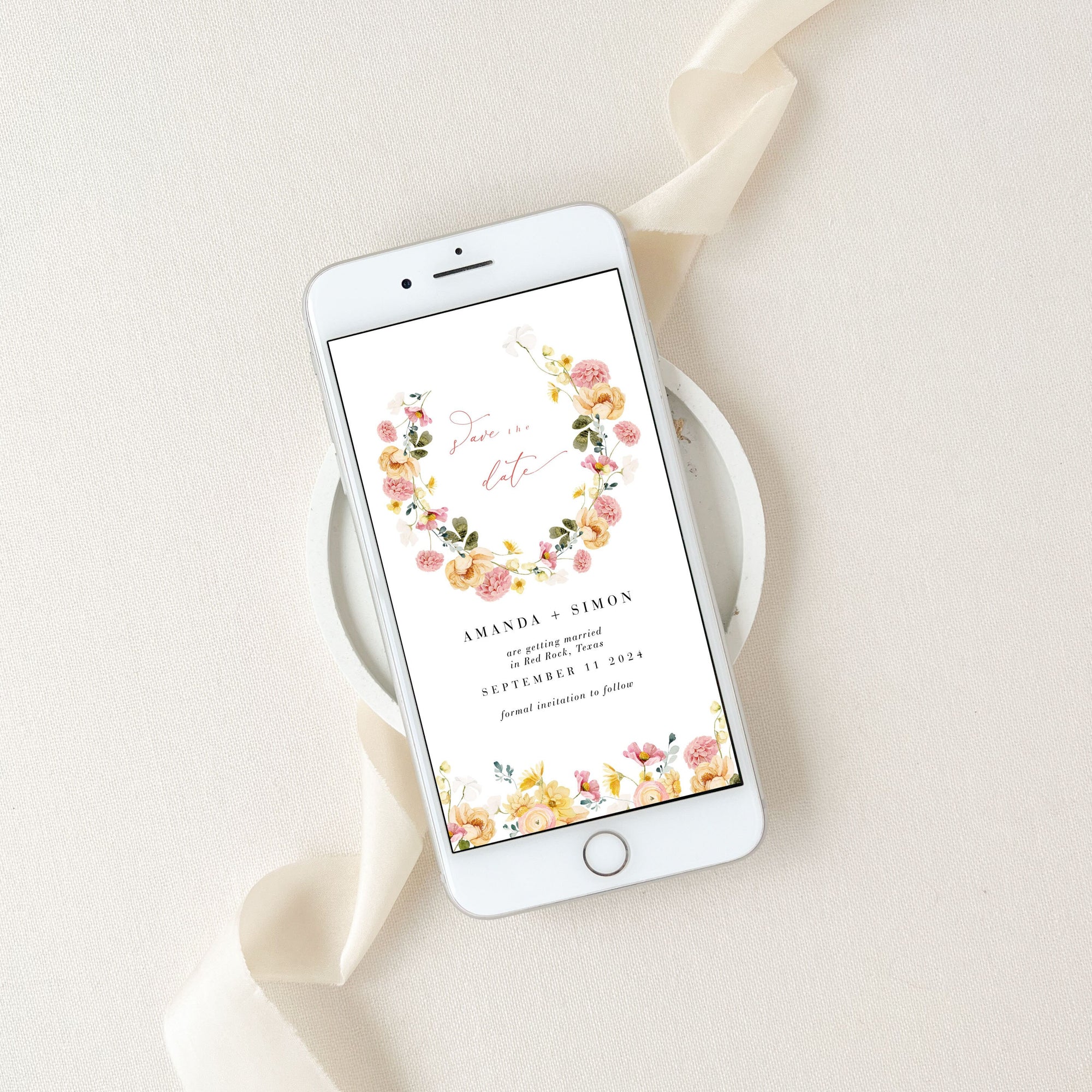 JUNE Digital Save the Date Flowers