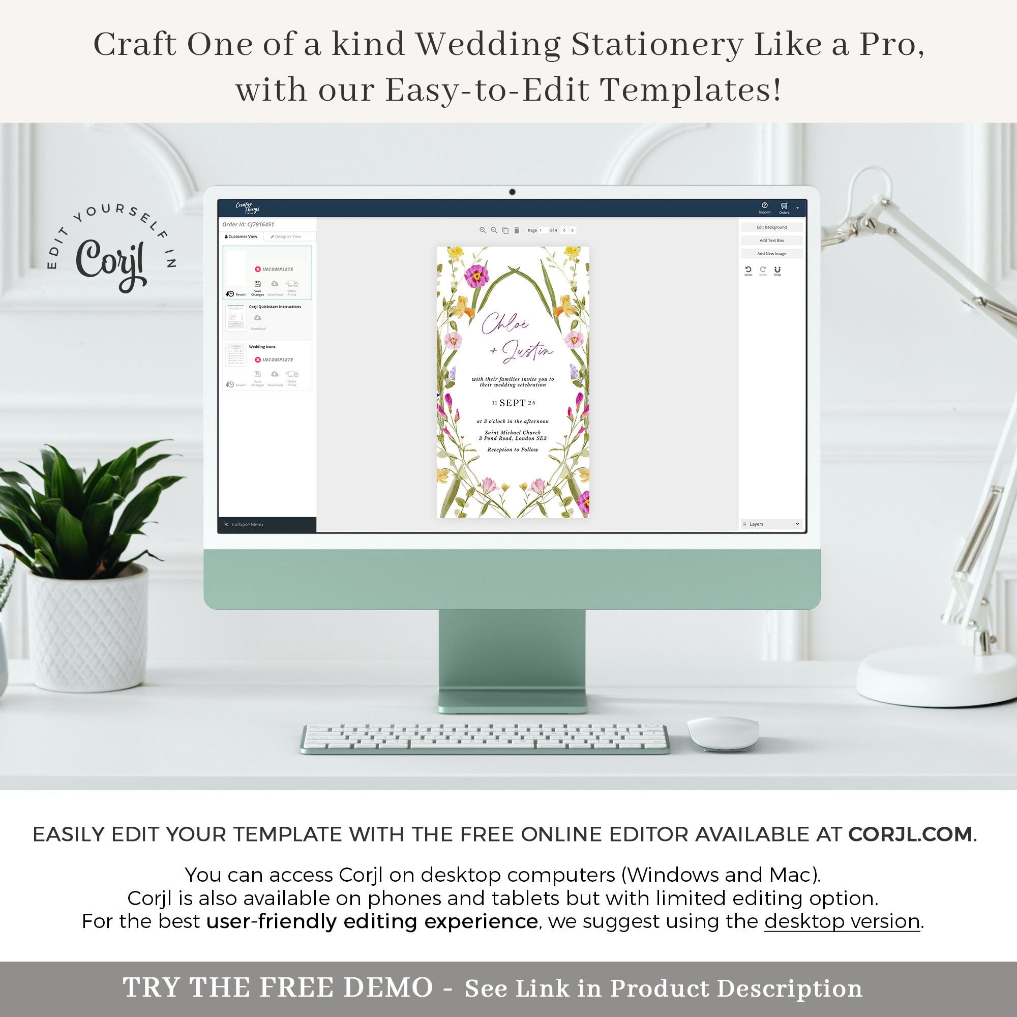 CHLOÉ Spring Wedding Invitation Digital Set