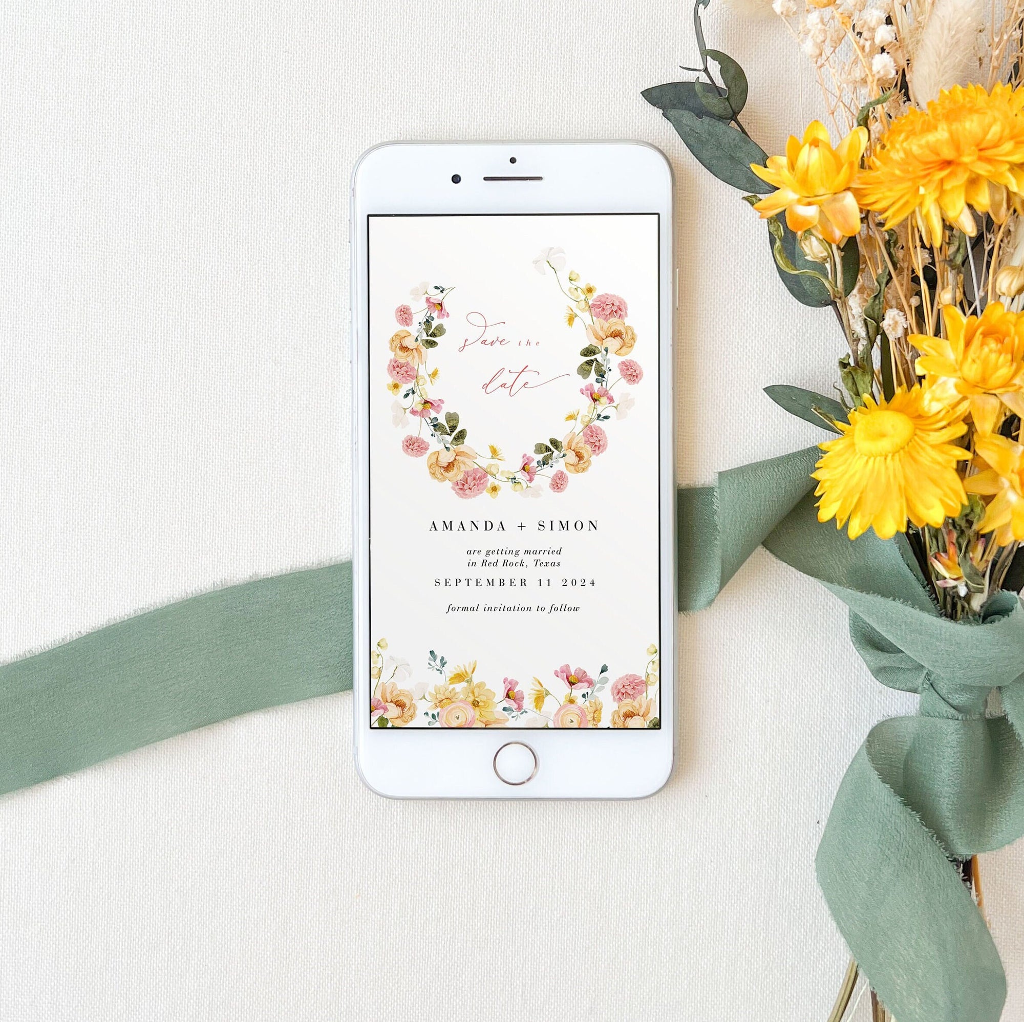 JUNE Digital Save the Date Flowers
