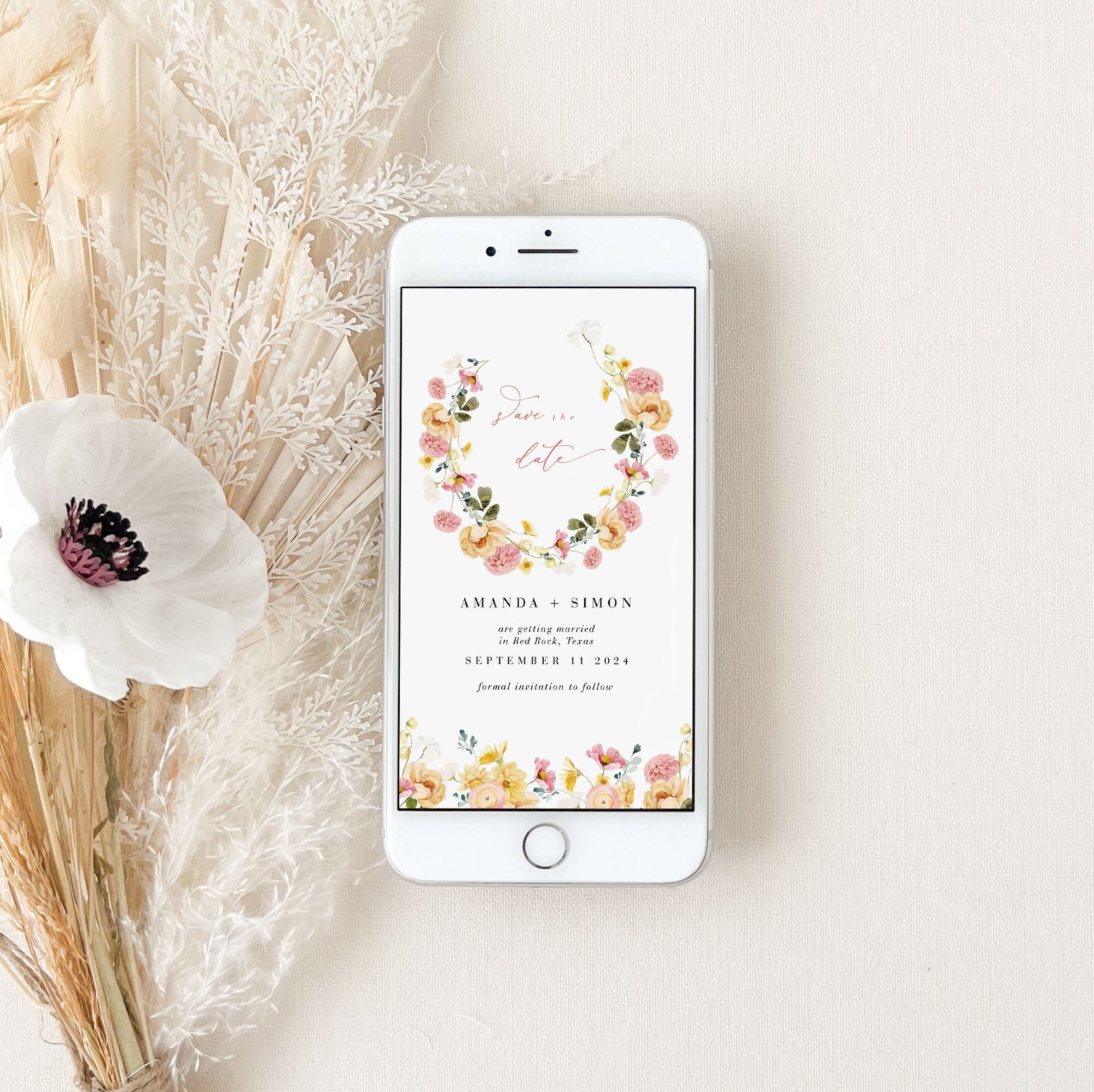 JUNE Digital Save the Date Flowers