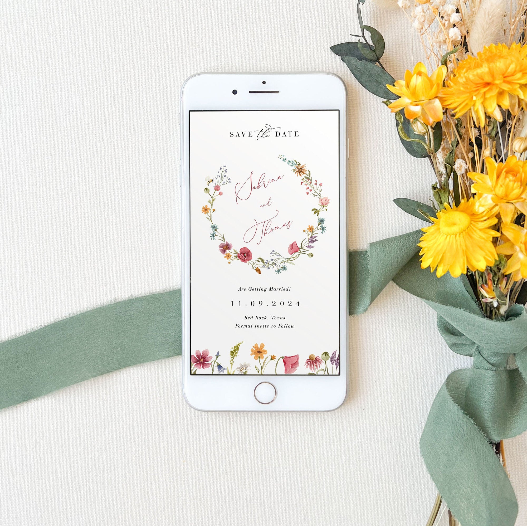APRIL Digital save the Date Flowers