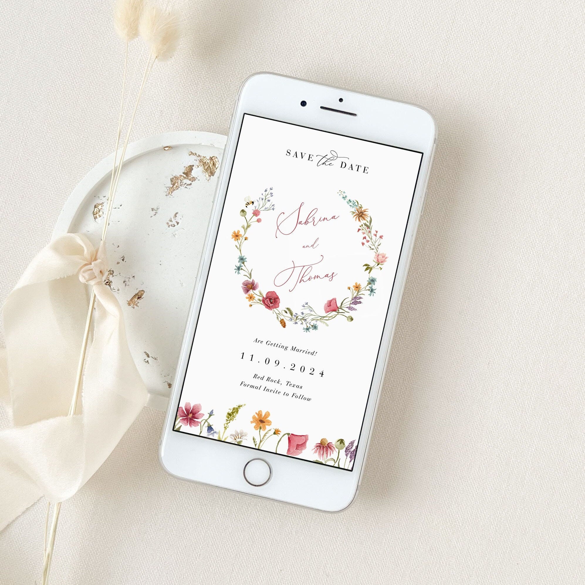 APRIL Digital save the Date Flowers
