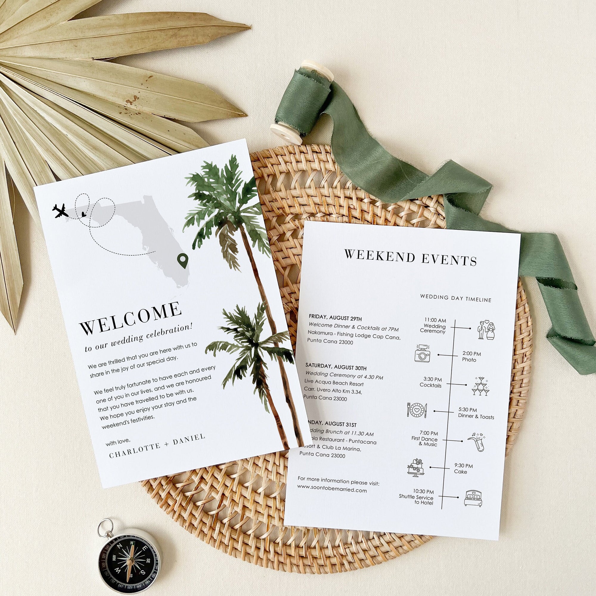 Tropical Wedding Welcome Letter and Itinerary Template