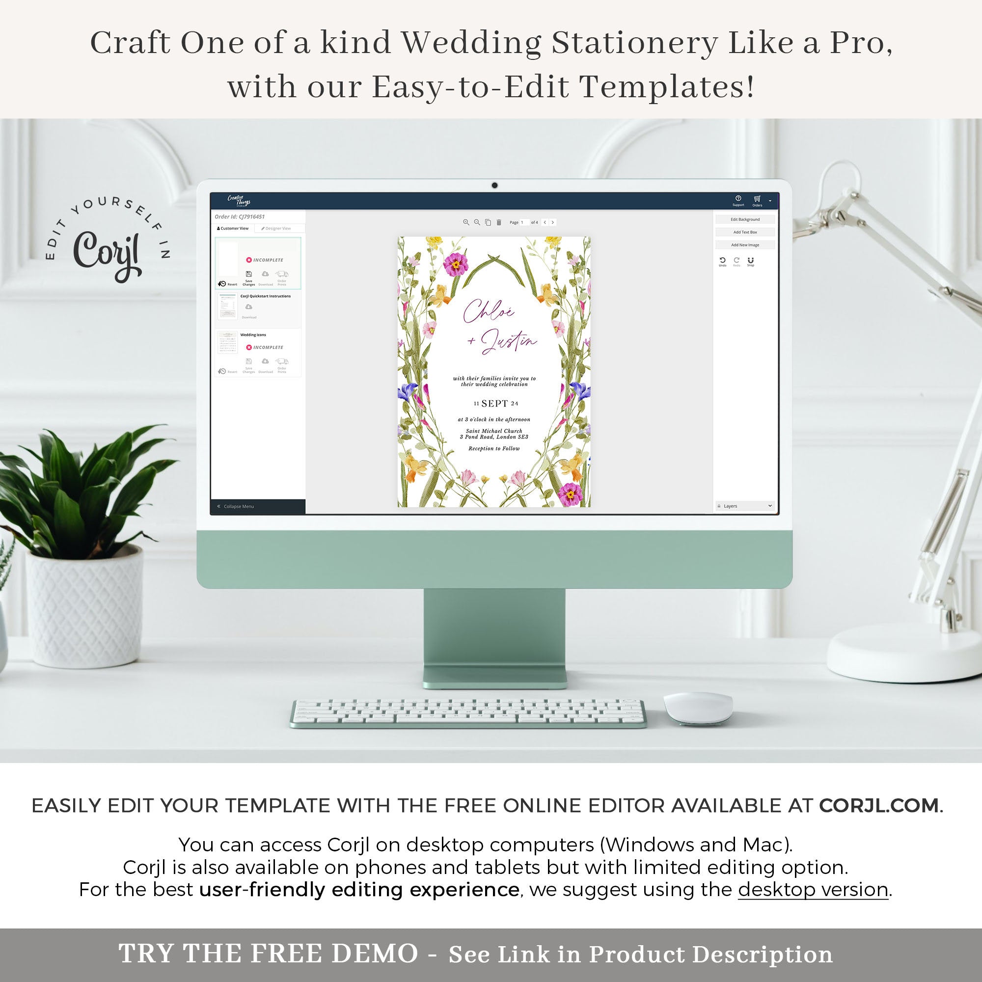 CHLOÉ Flower Wedding Invitation Template