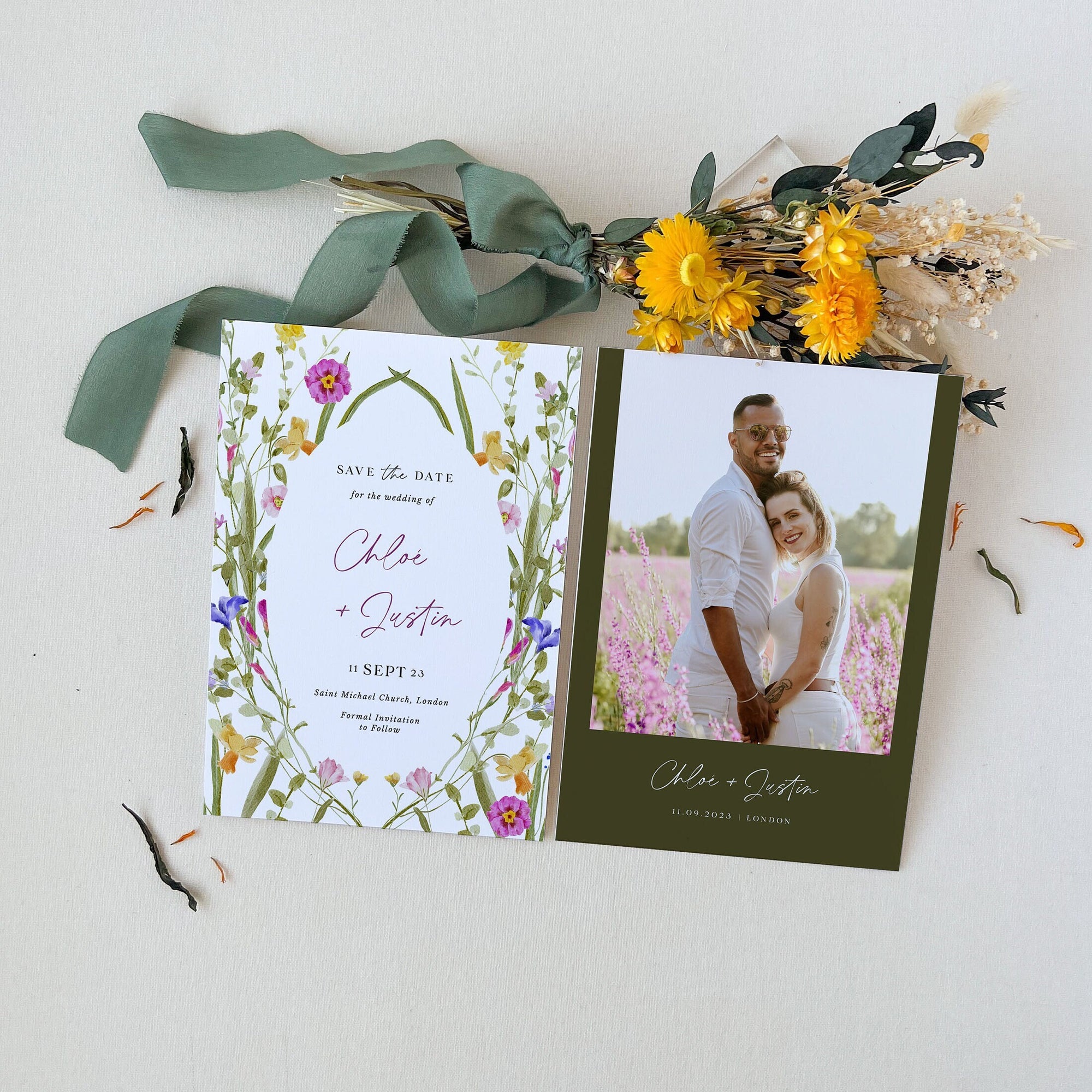 CHLOÉ Floral Save the Date Template with Photo