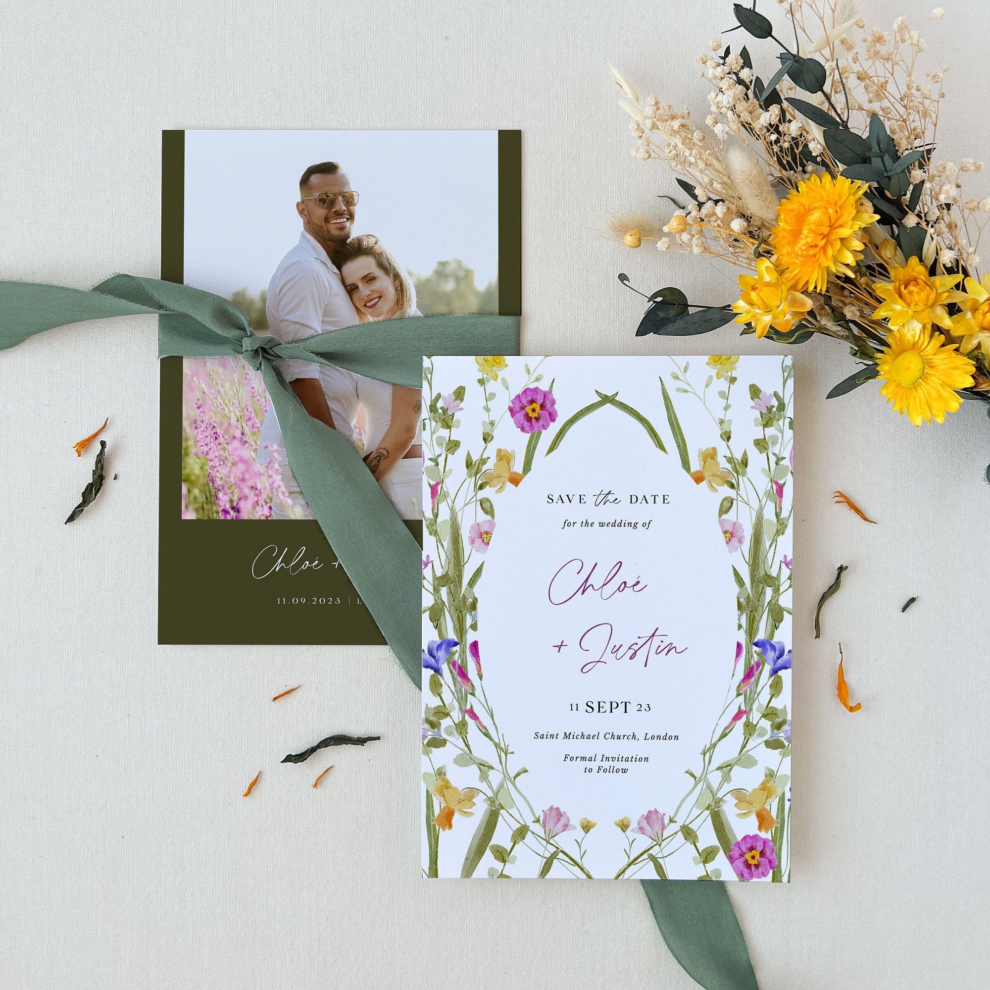 CHLOÉ Floral Save the Date Template with Photo