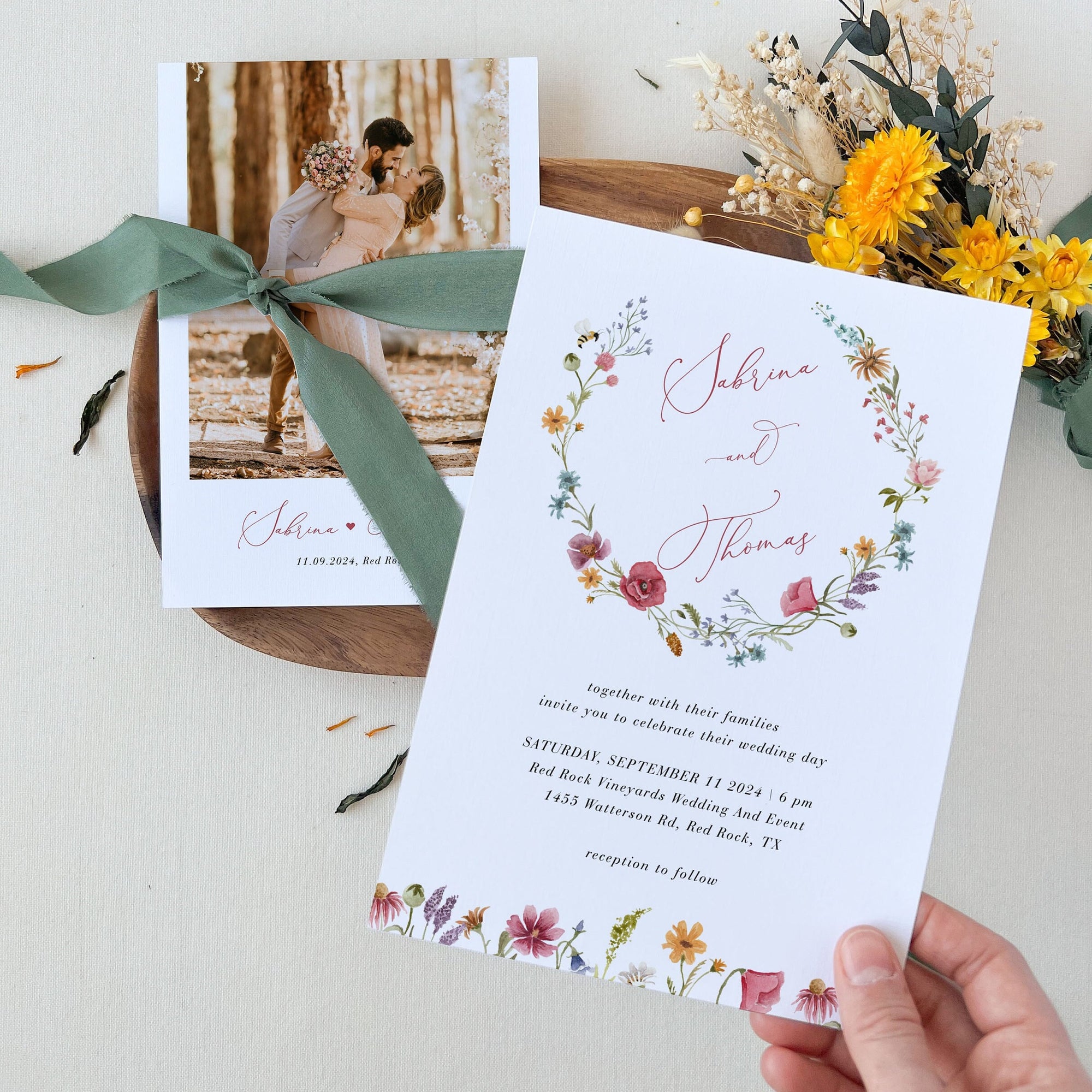 APRIL Wildflower Wedding Invitation Template