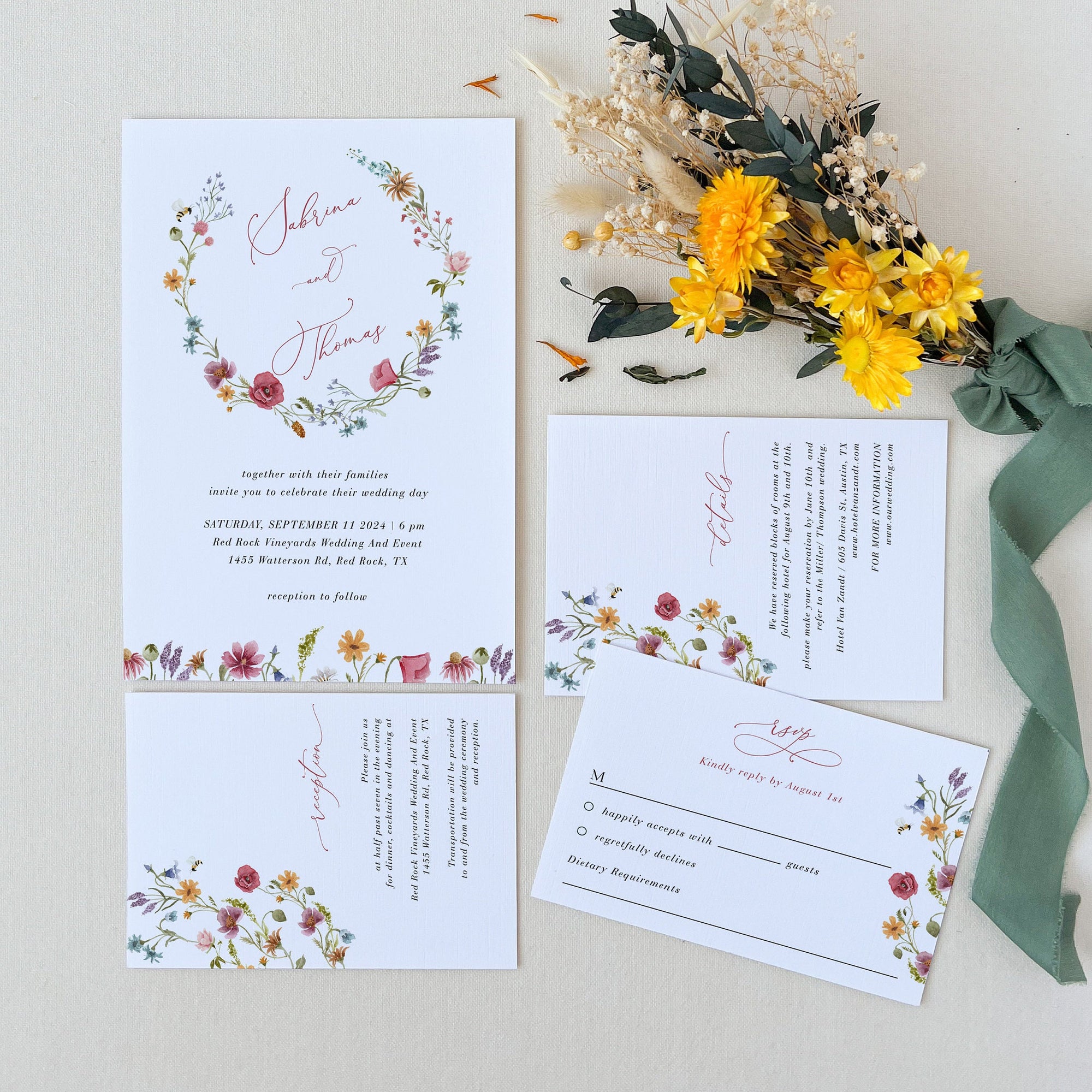 APRIL Floral Wedding Invitation Set Template