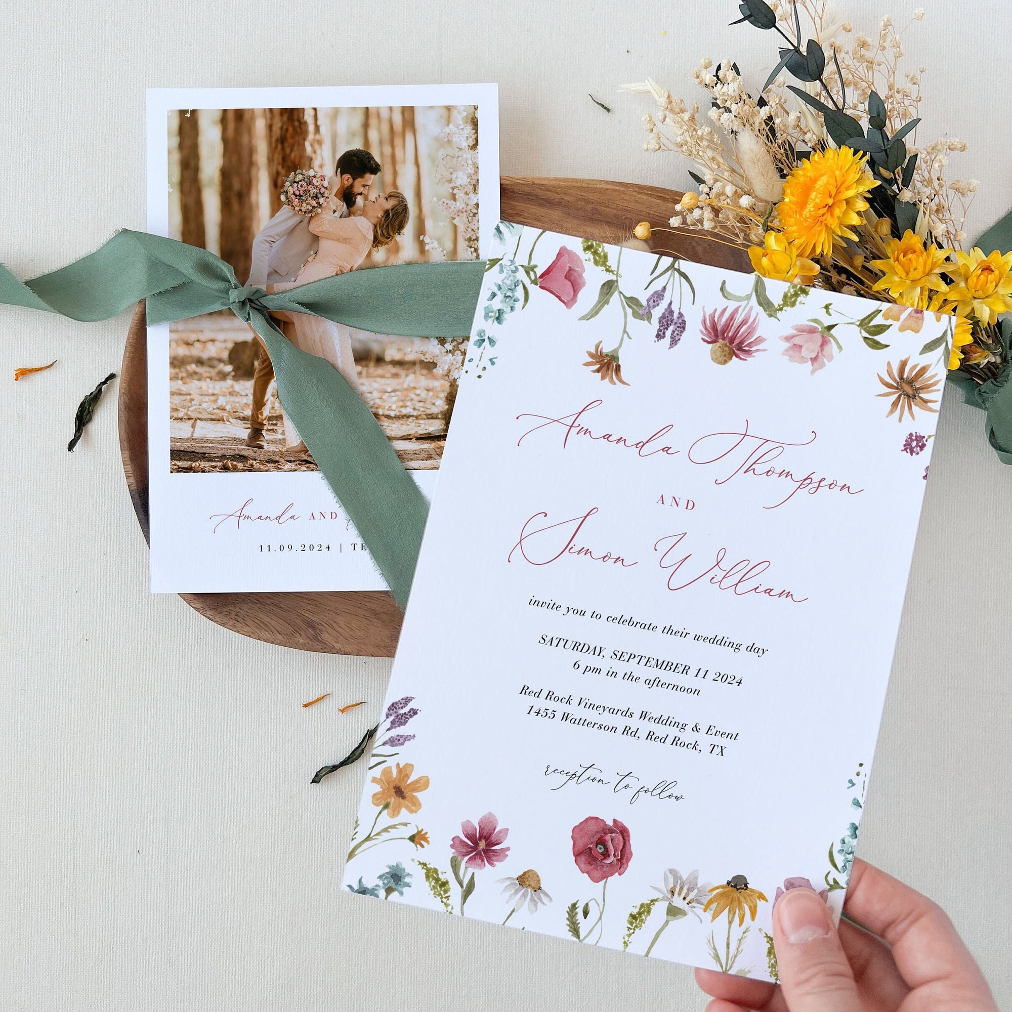 APRIL bright floral wedding invitation template