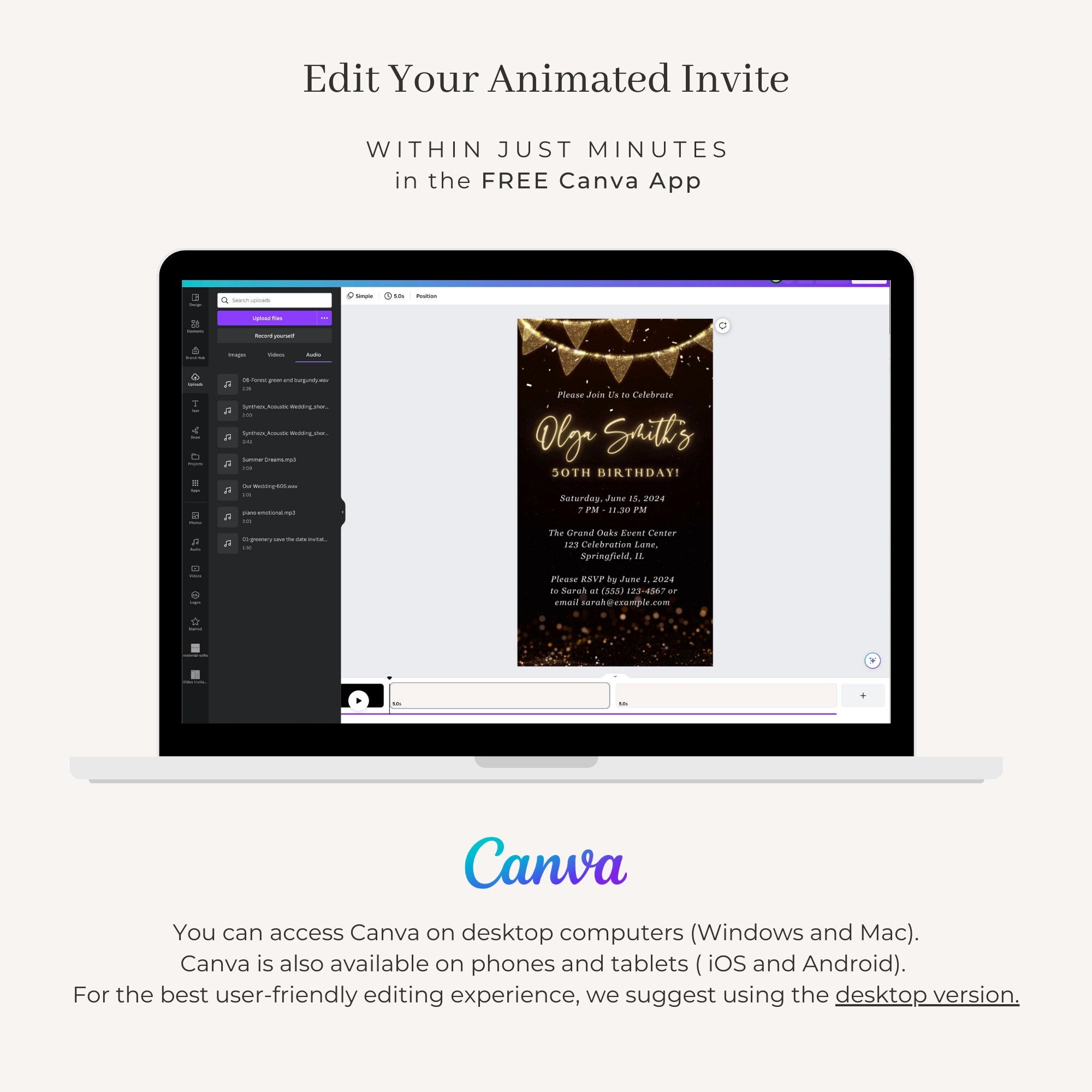 LUSTER Animated Birthday Invitation - Black