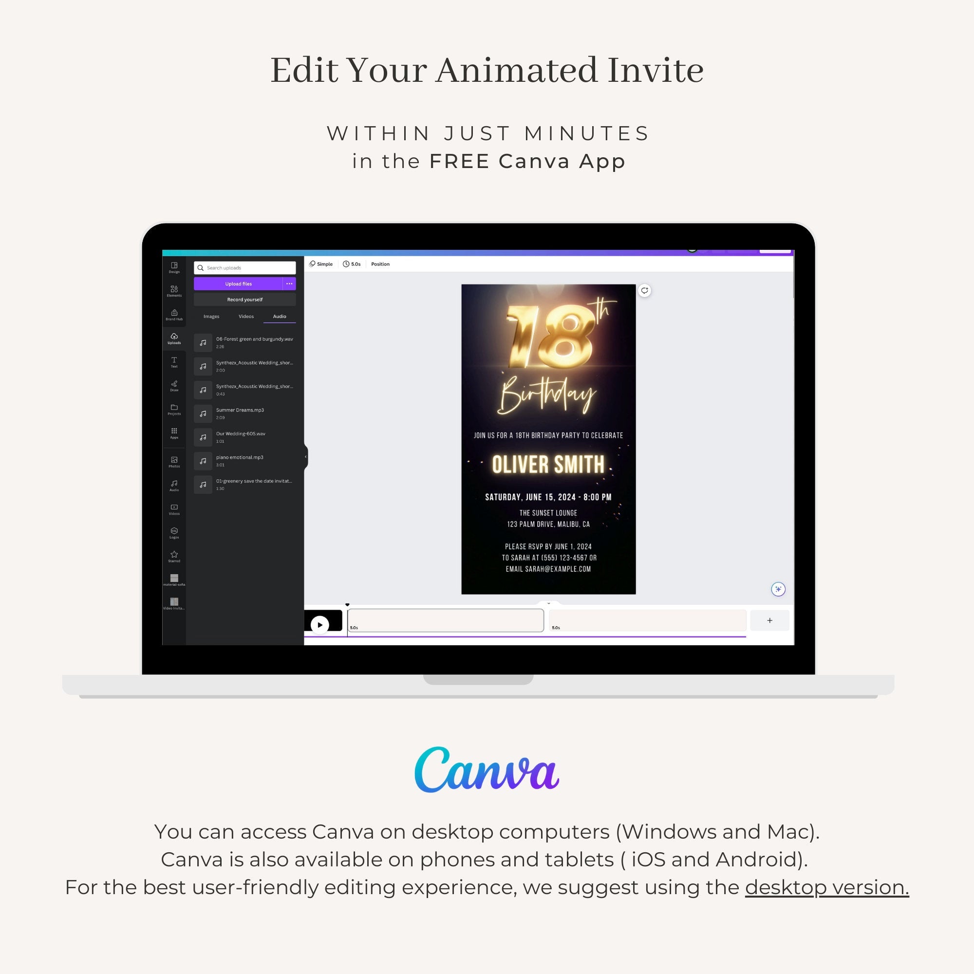 GLEAM Animated Birthday Invitation Video