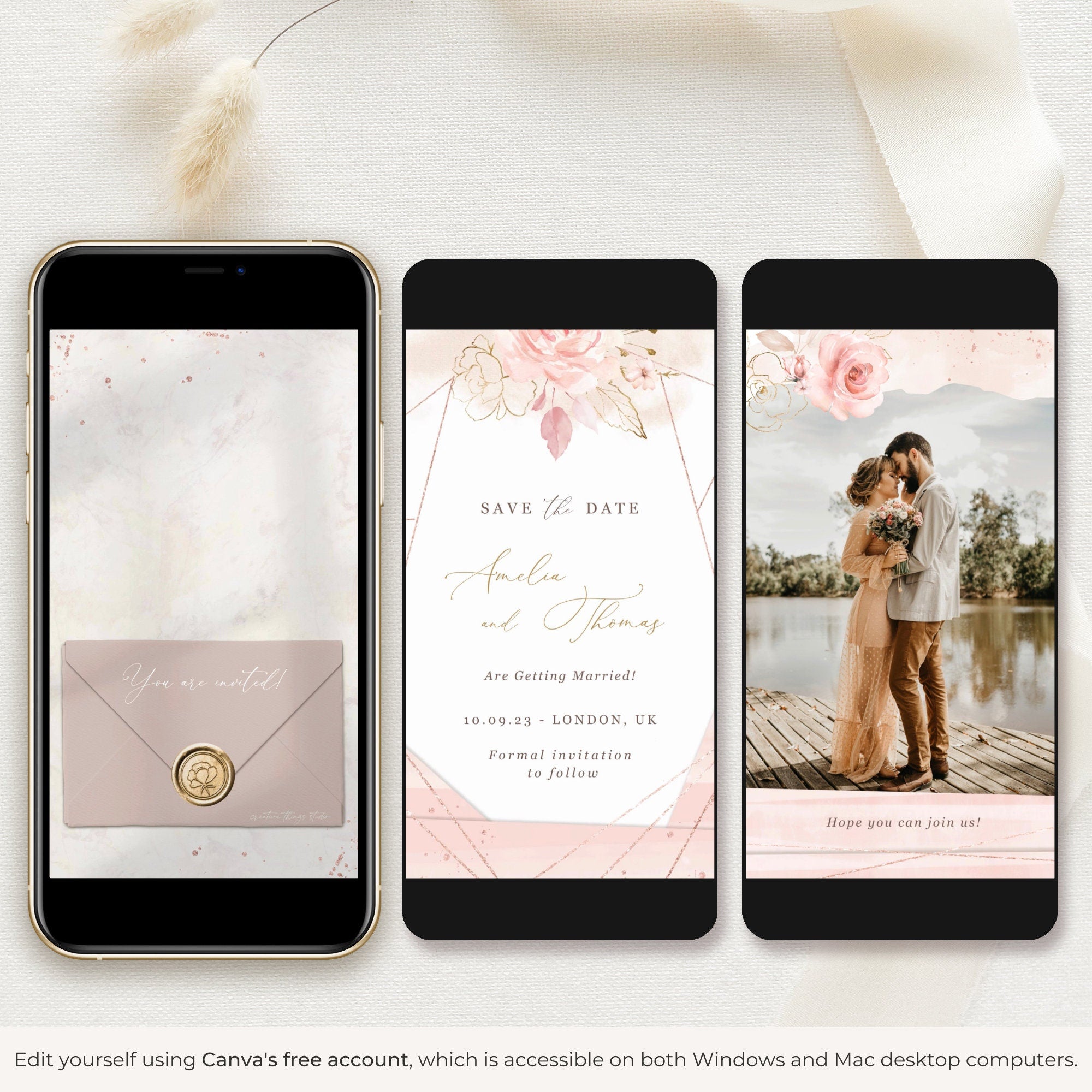 AURORA Rose Gold Save the Date Video Template