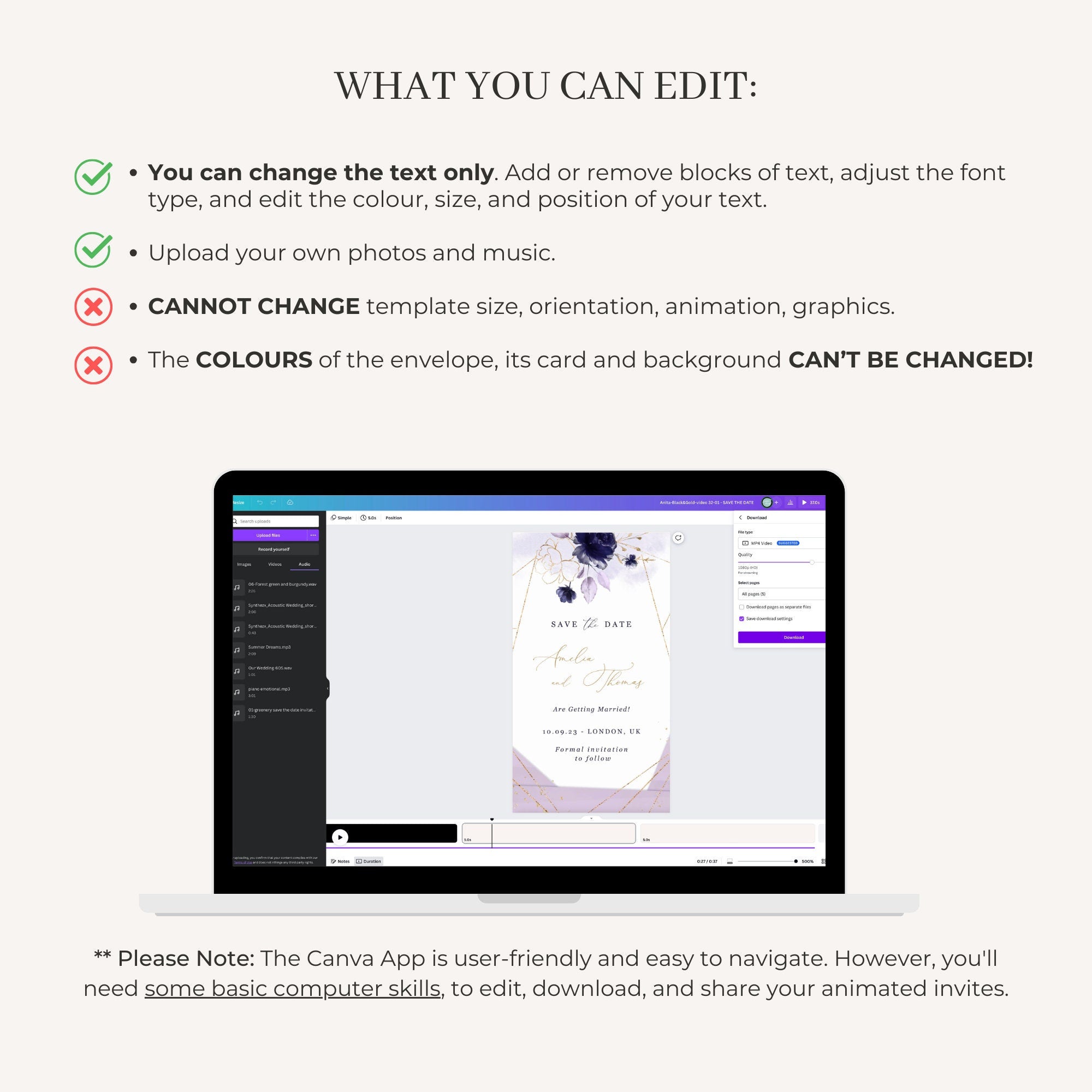VIOLETTA Purple Save the Date Video Template