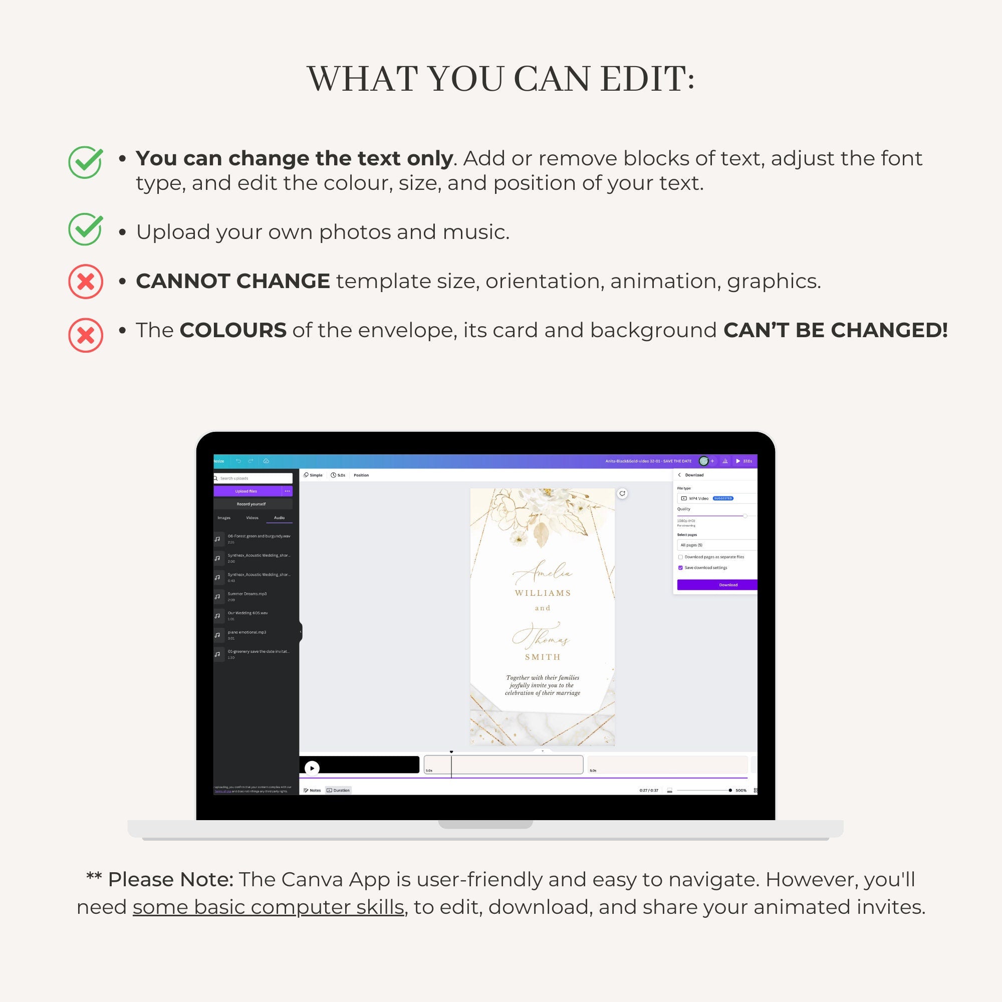DORA Wedding Invitation Video Template - Ivory &amp; Gold