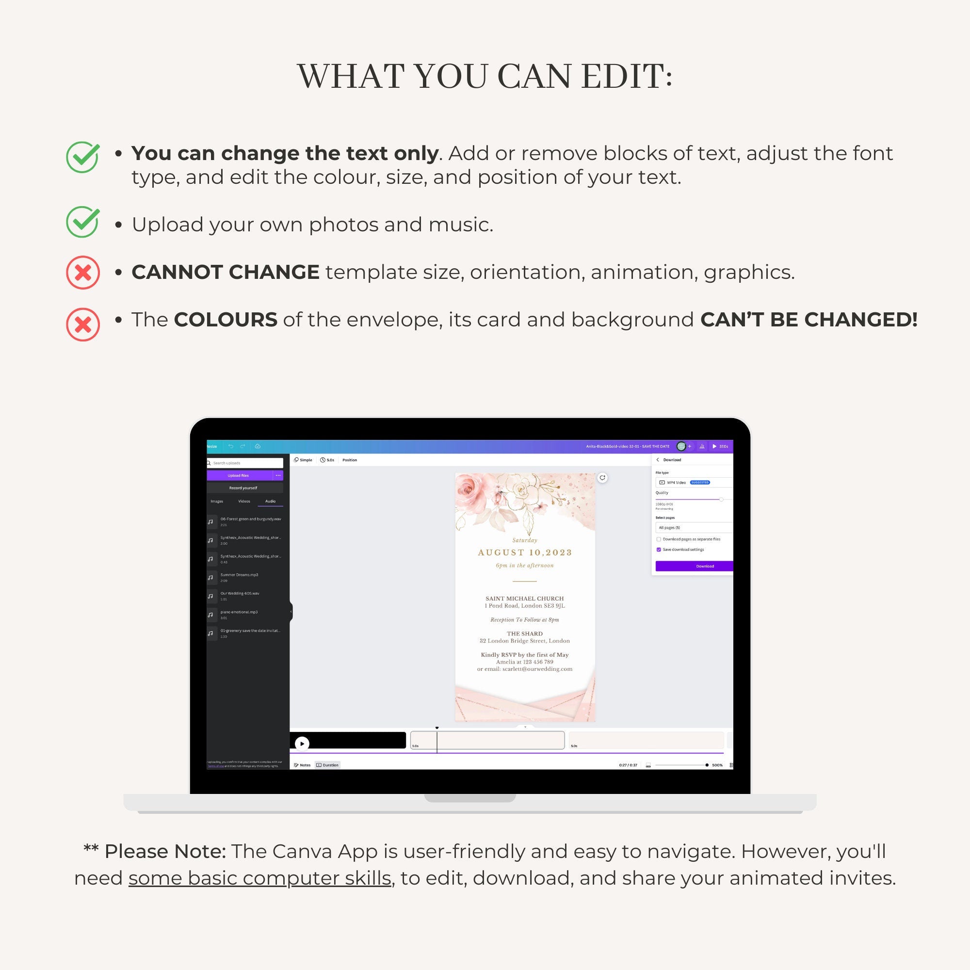 AURORA Rose Gold Animated Wedding Invitation Video Template