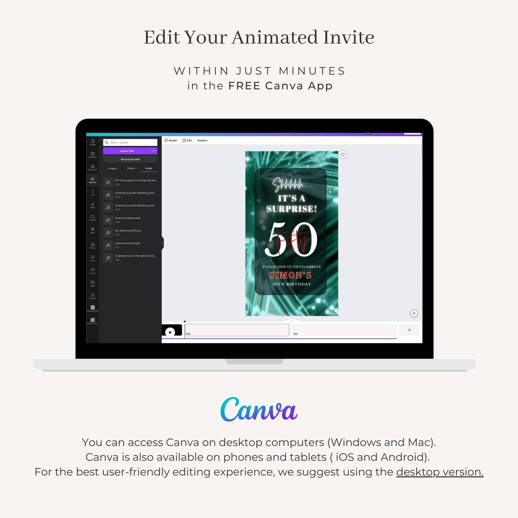 SPARKLE Video Birthday Invitation Green