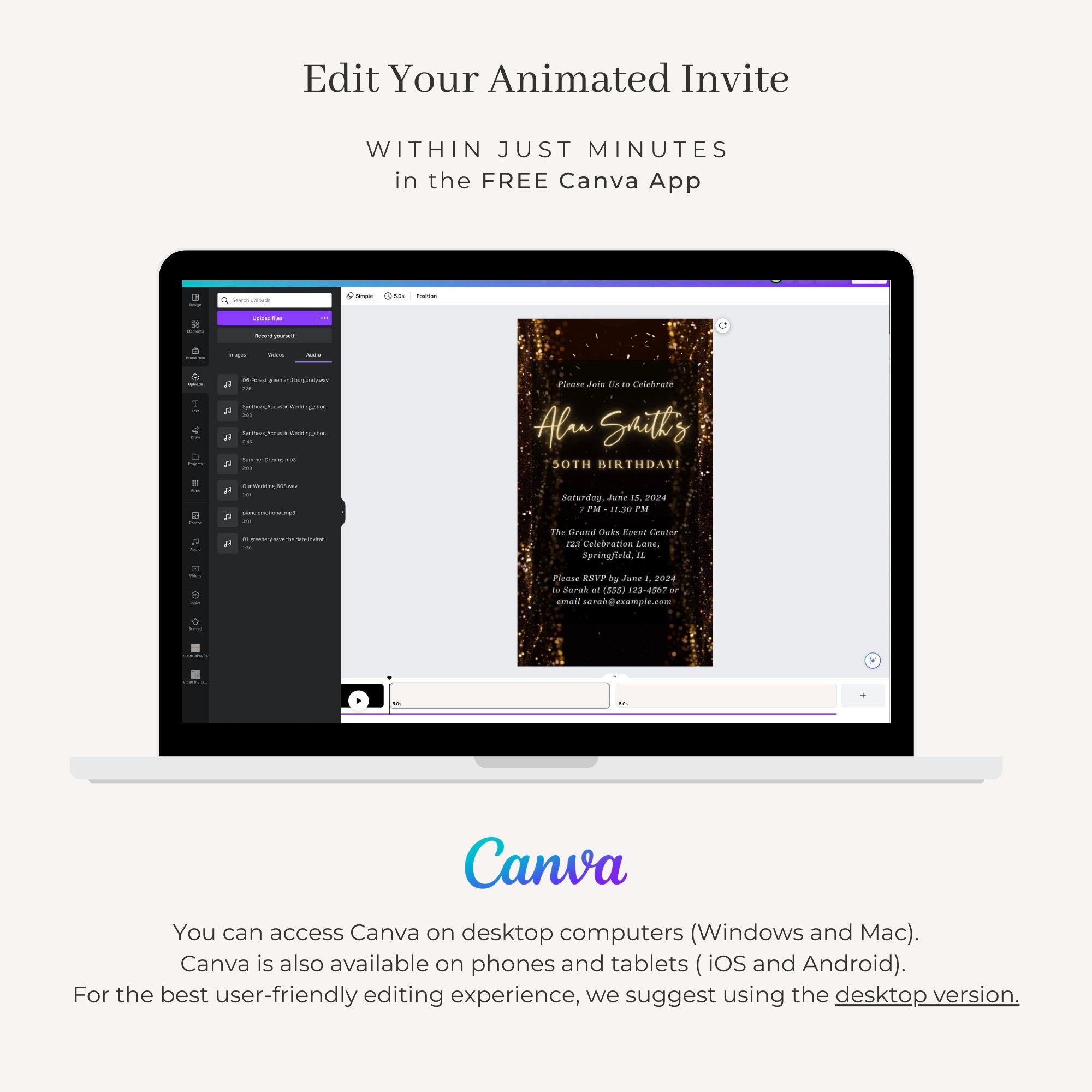LUSTER Video Birthday Invitation - Black