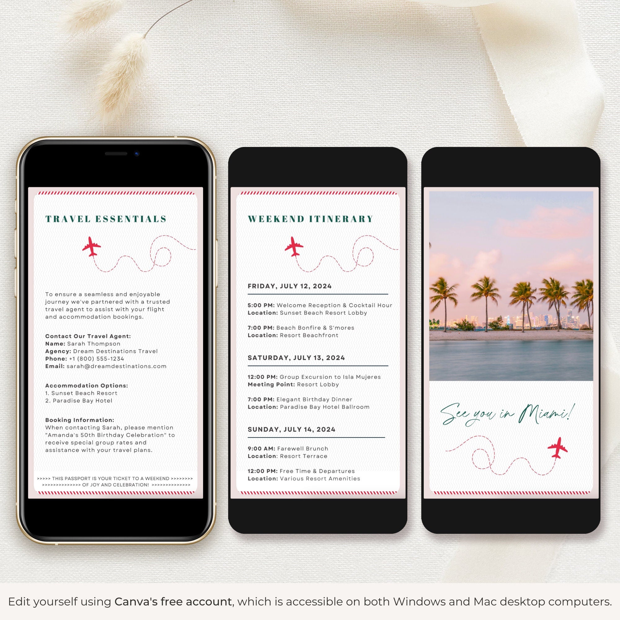Tropical Floral Passport Birthday Invitation Video Template