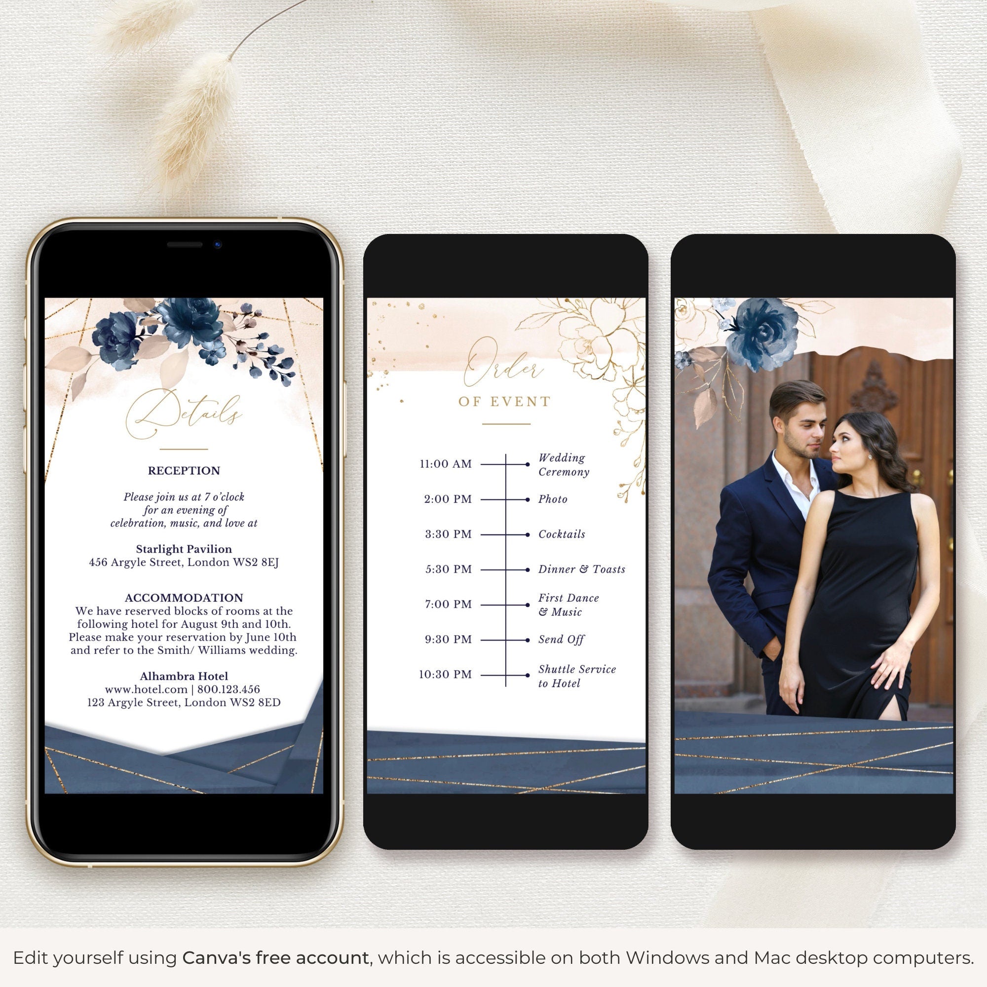 ANTEA Wedding Invitation Video Template - Blush &amp; Navy