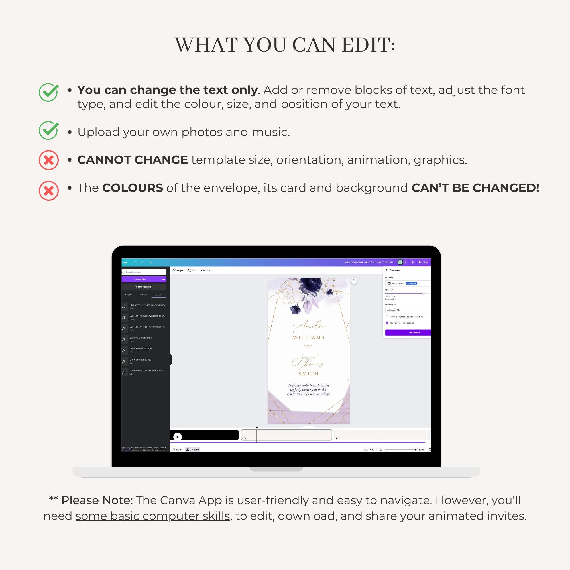 VIOLETTA Purple Wedding Video Invitation Template