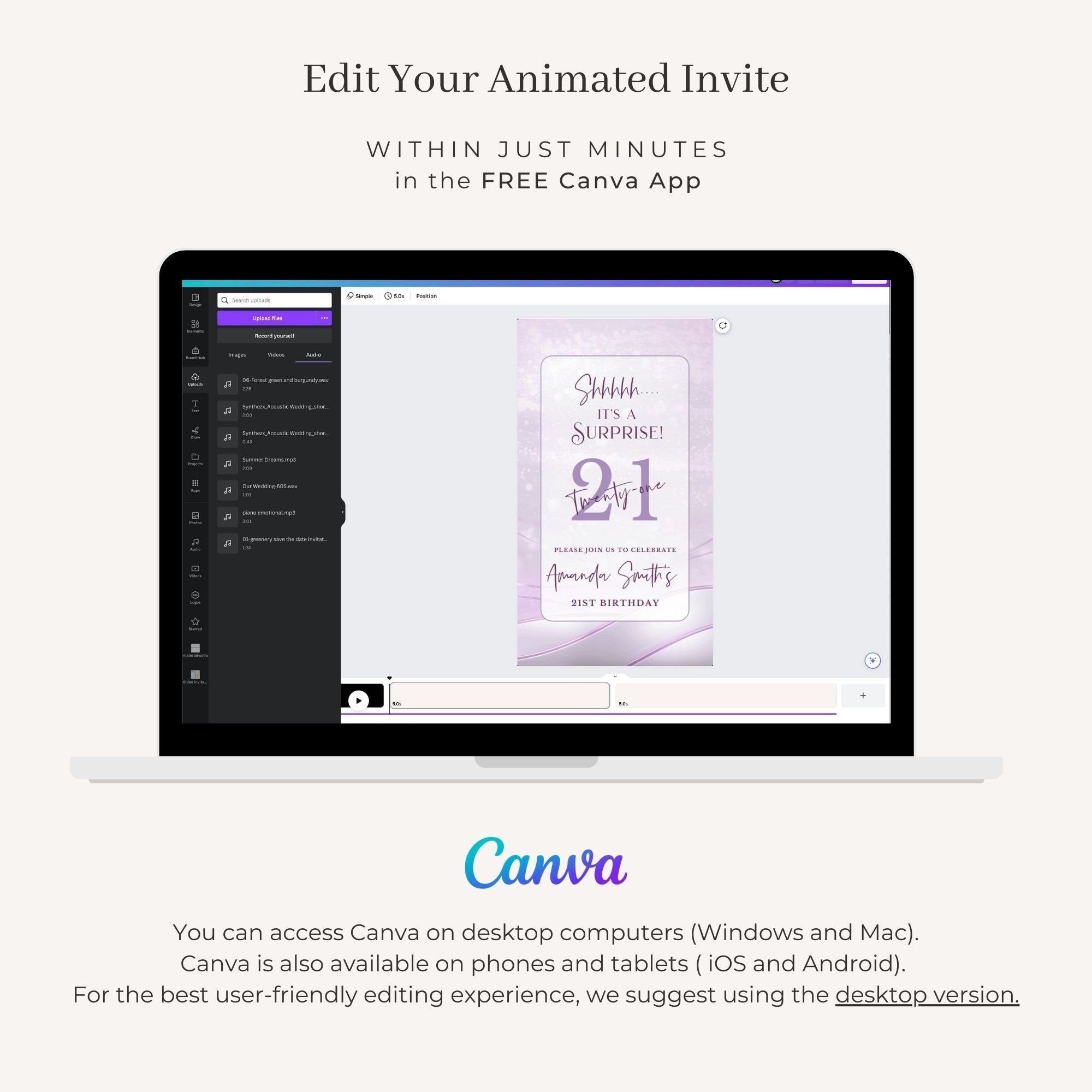 VIBE Birthday Invitation Video Purple