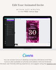 SPARKLE Video Birthday Invitation Fuchsia