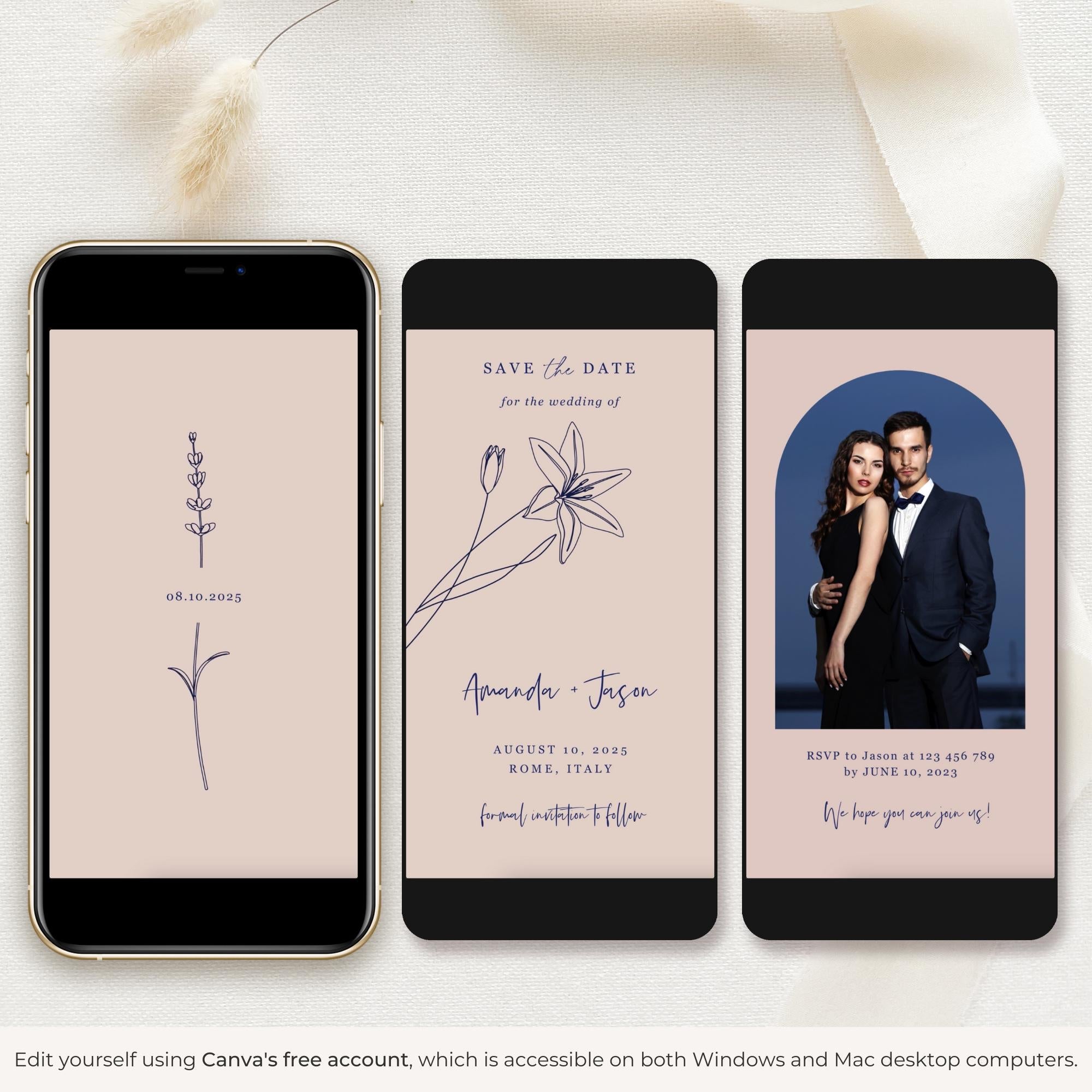 GIGLIOLA Blush &amp; Navy Save the Date Video Template
