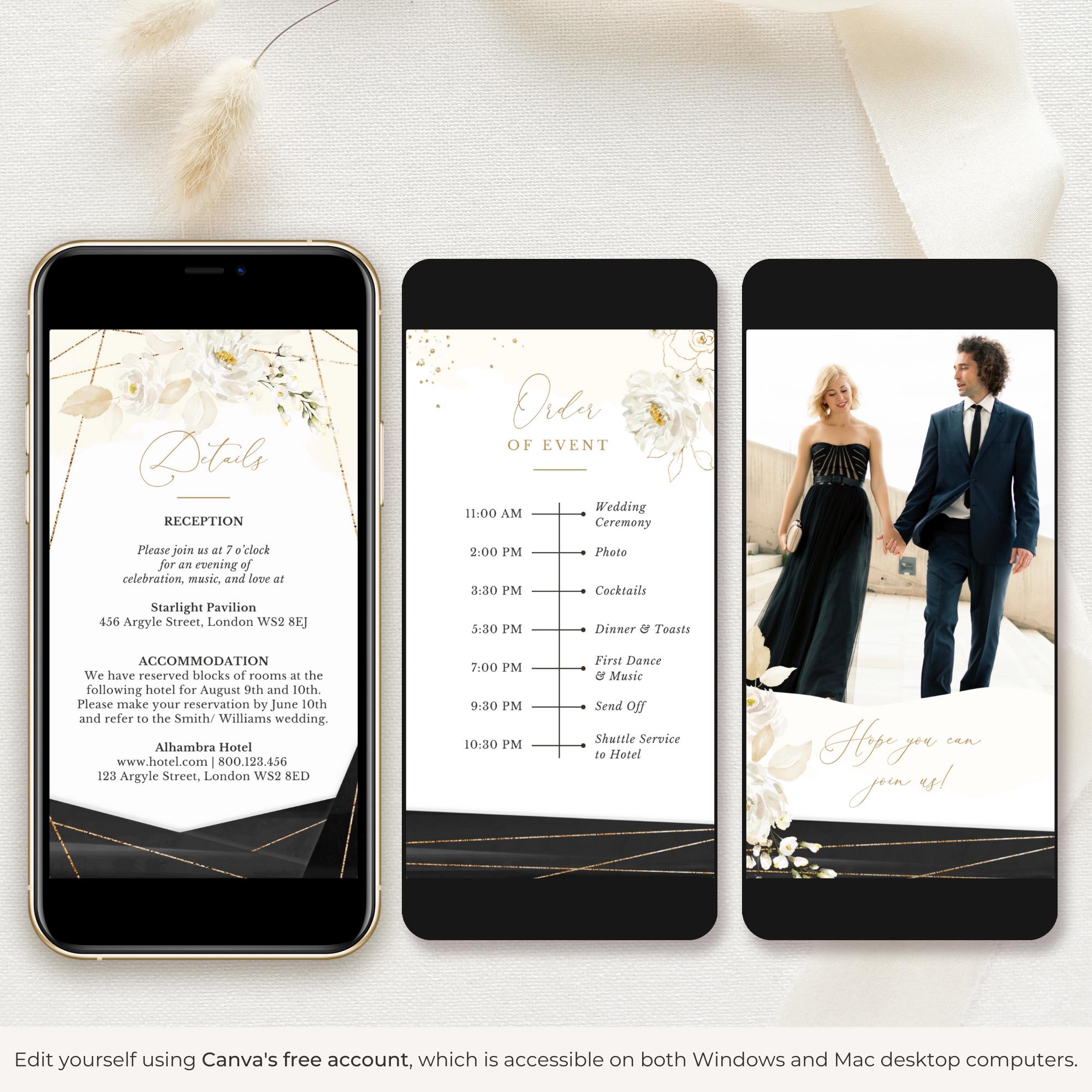 ANTEA Wedding Invitation Video Template - Black &amp; Gold