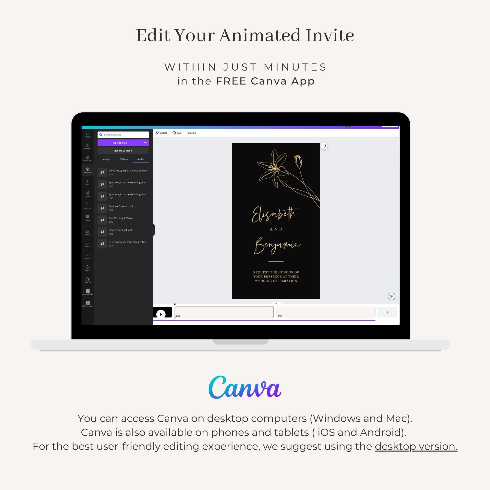 GIGLIOLA Wedding Invitation Video Template - Black &amp; Gold