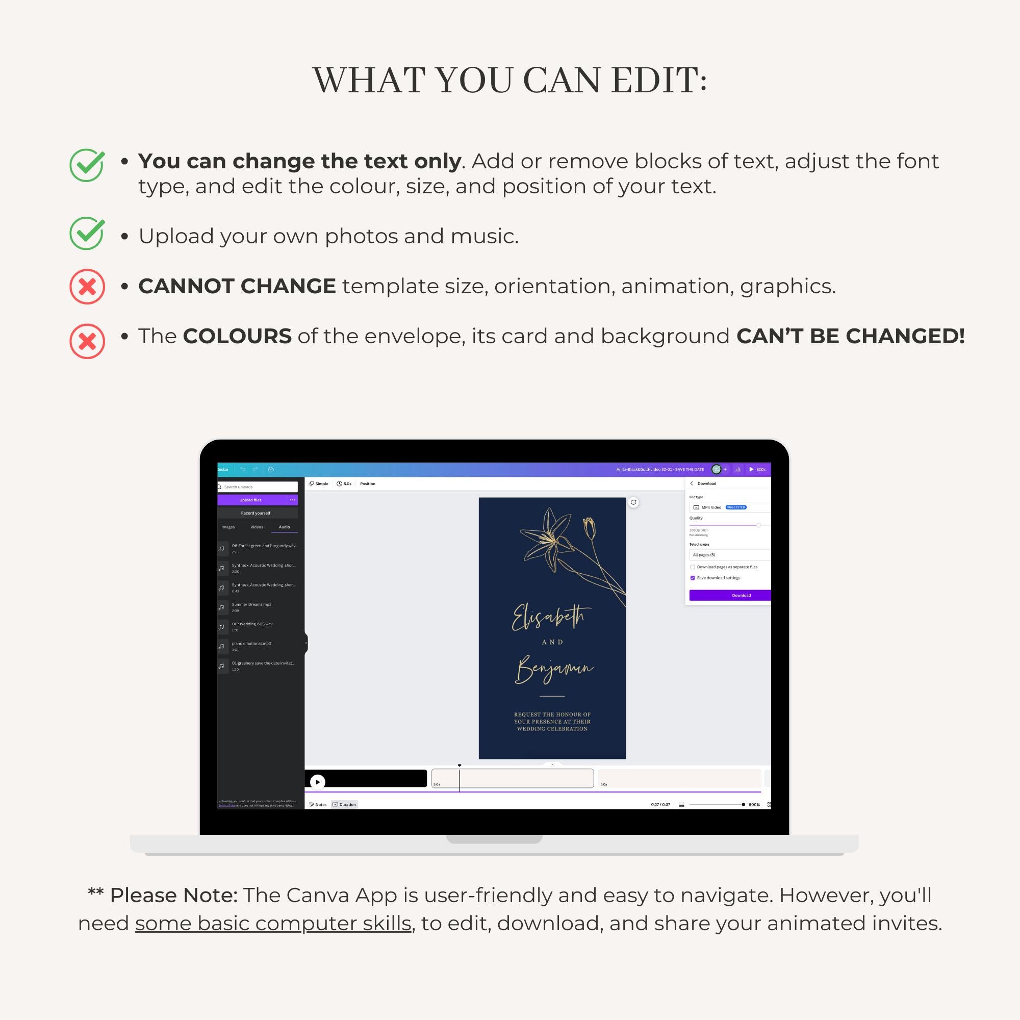 GIGLIOLA Wedding Invitation Video Template - Navy &amp; Gold