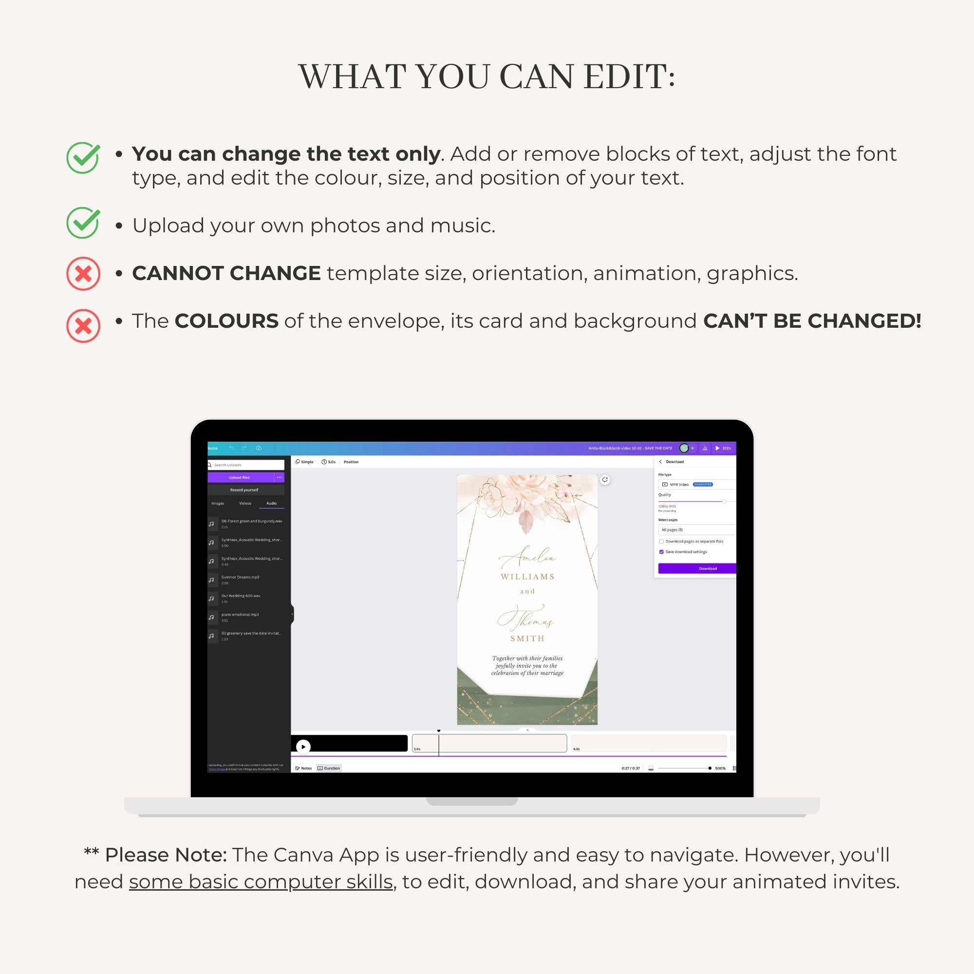 ANTEA Wedding Invitation Video Template - Sage Green &amp; Blush