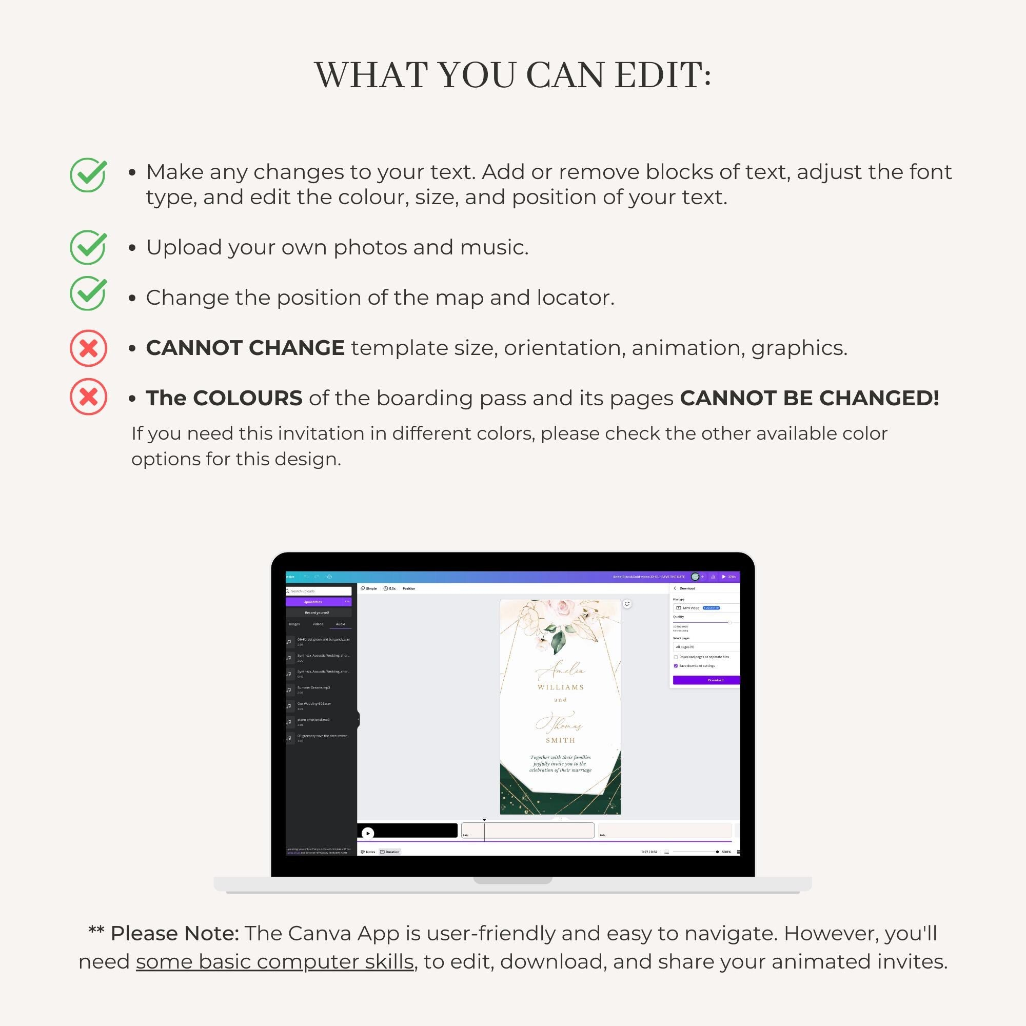ANTEA Wedding Invitation Video Template - Blush &amp; Emerald