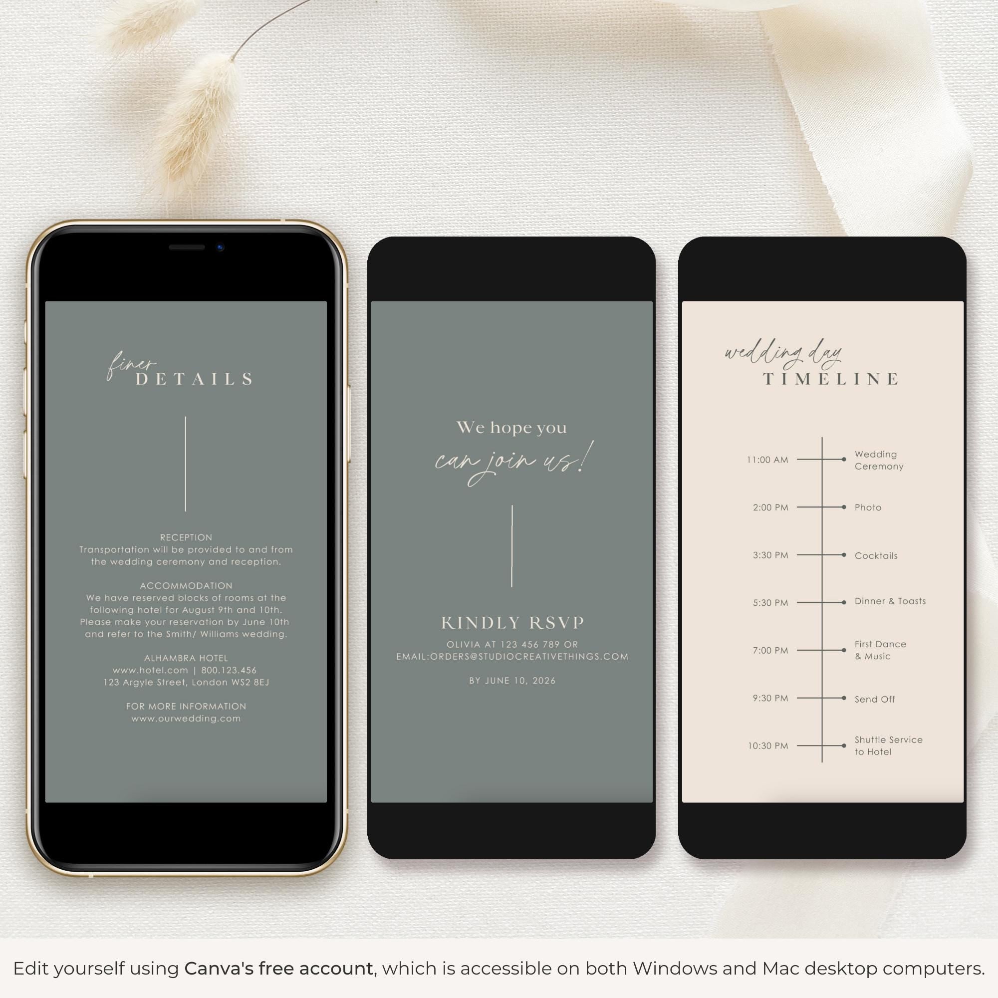 LAURA Wedding Invitation Video Template - Sage &amp; Blush