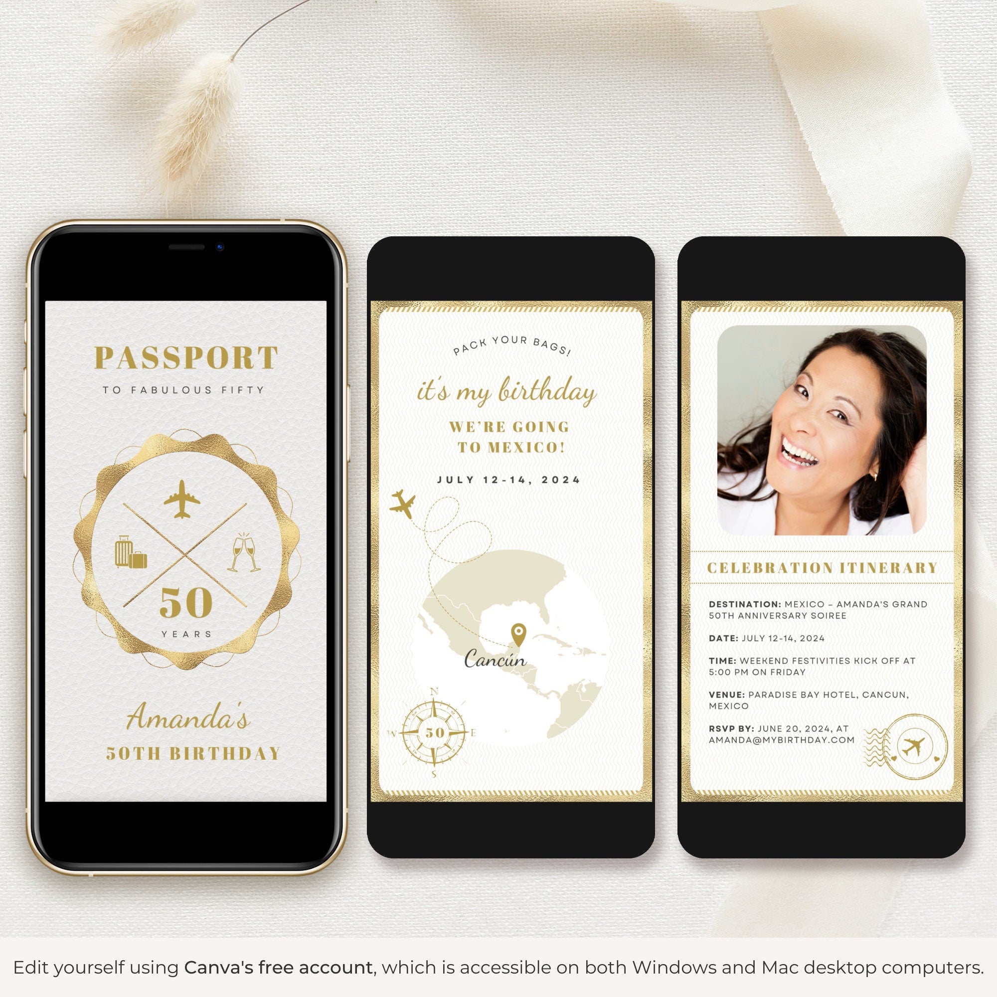 Gold Passport Birthday Invitation Video Template