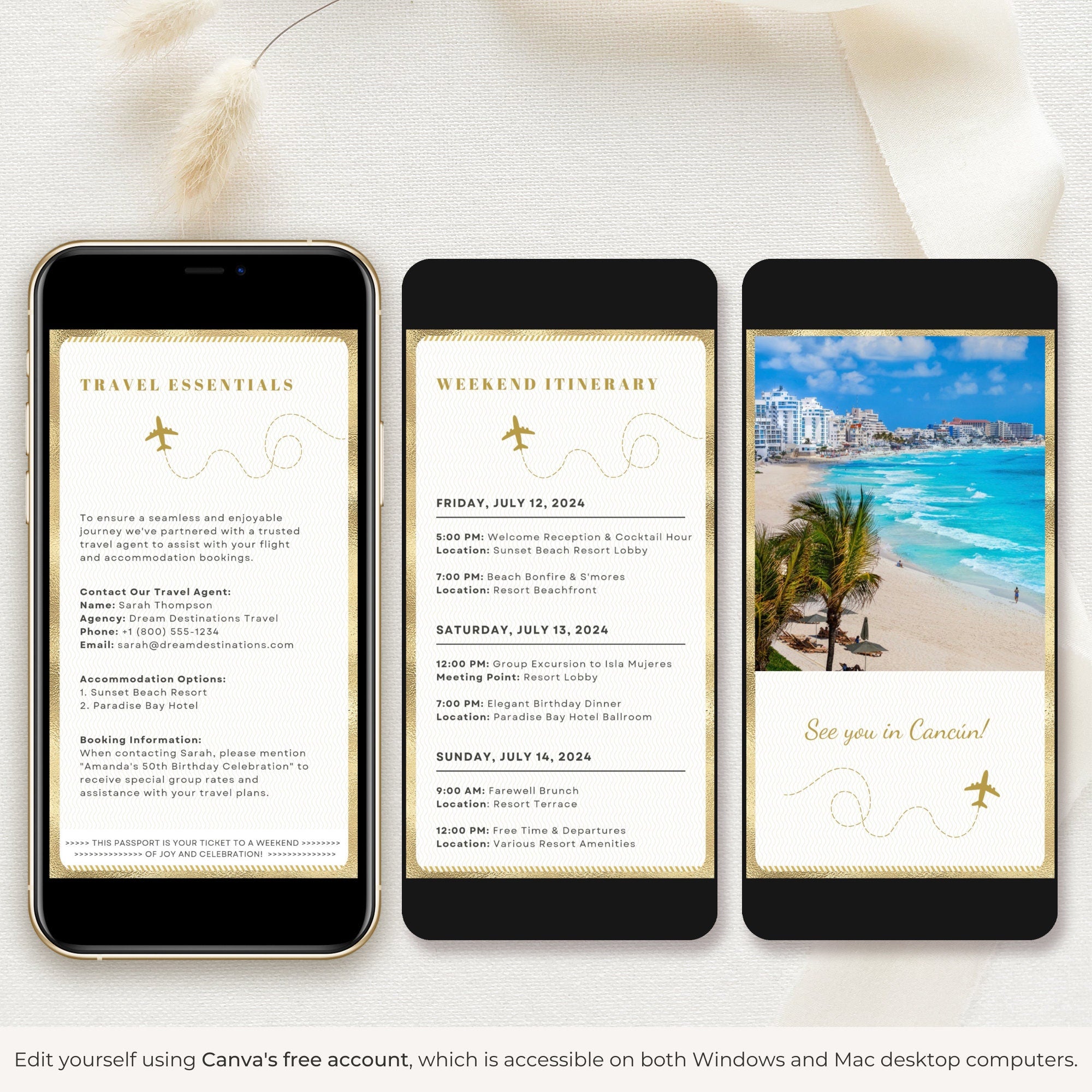 Gold Passport Birthday Invitation Video Template