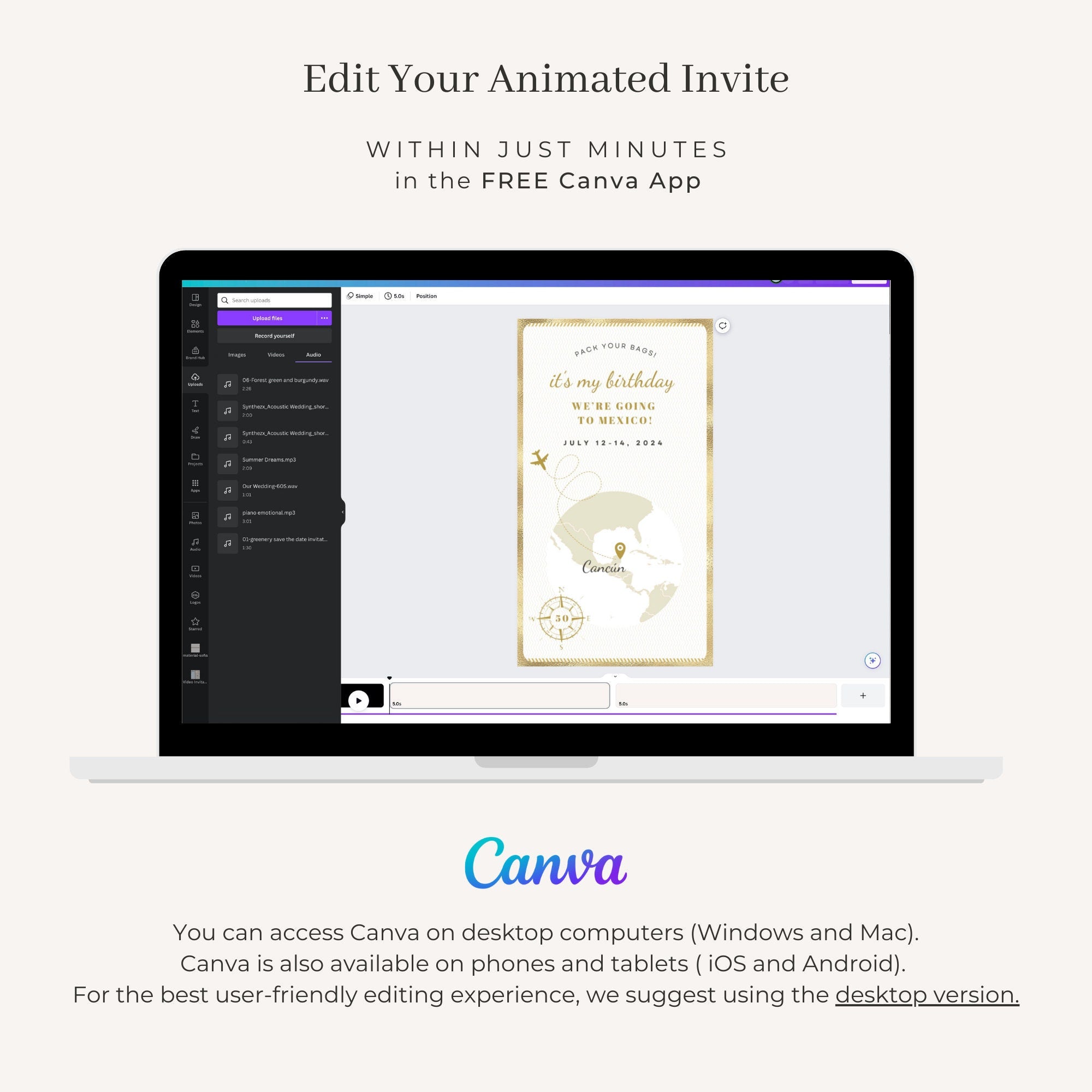 Gold Passport Birthday Invitation Video Template
