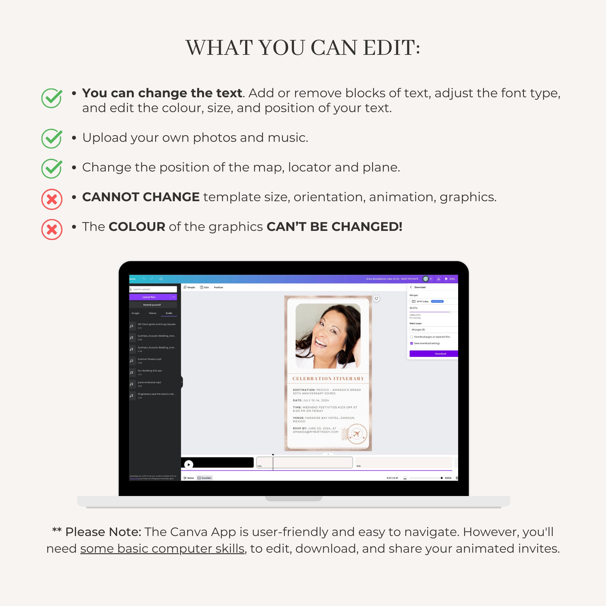 Rose Gold Passport Birthday Invitation Video Template