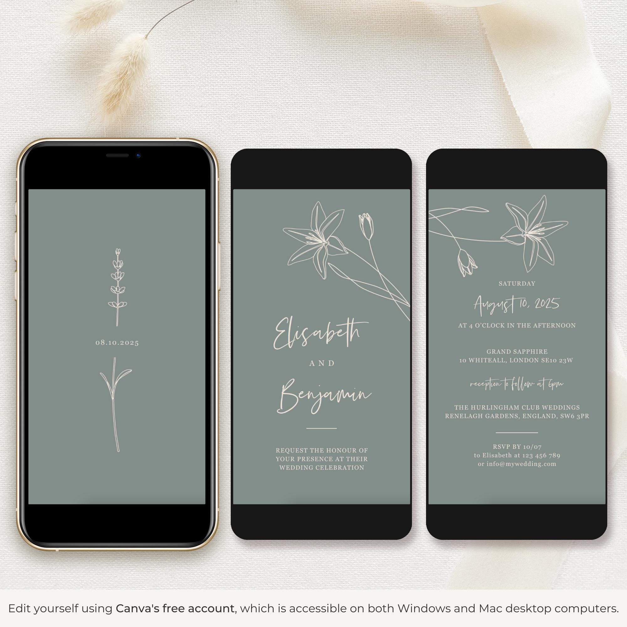 GIGLIOLA Wedding Invitation Video Template - Sage &amp; Blush