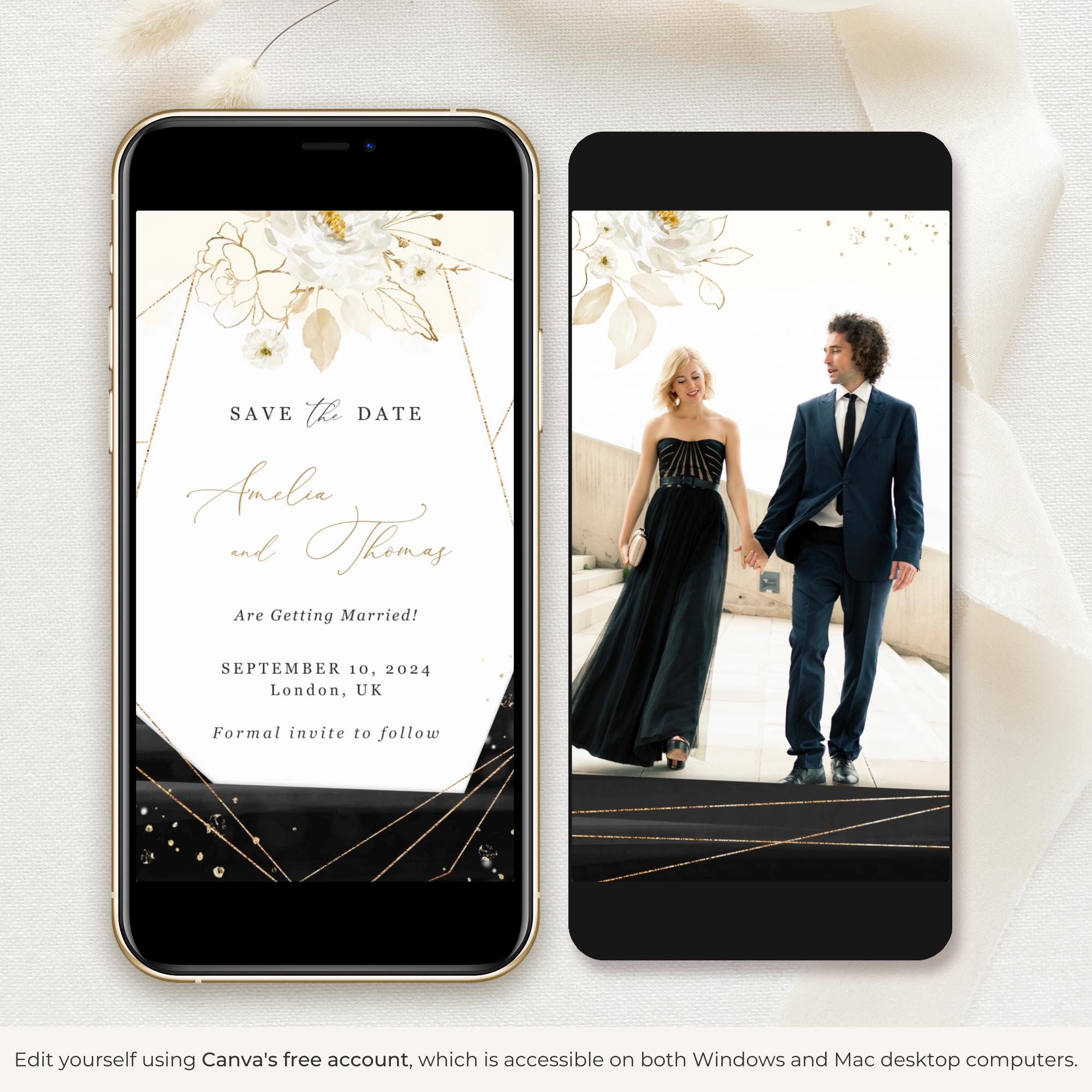 ANTEA Save the Date Video Template - Black &amp; Gold