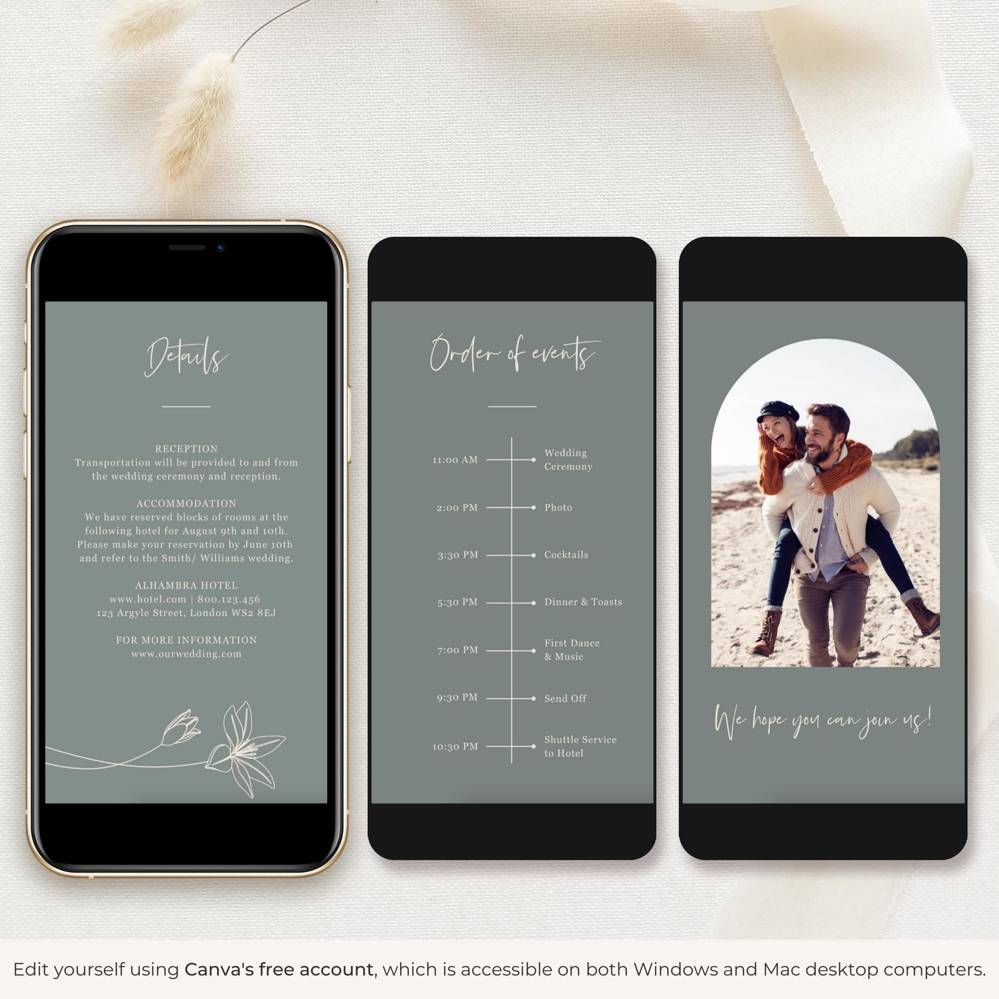 GIGLIOLA Wedding Invitation Video Template - Sage &amp; Blush
