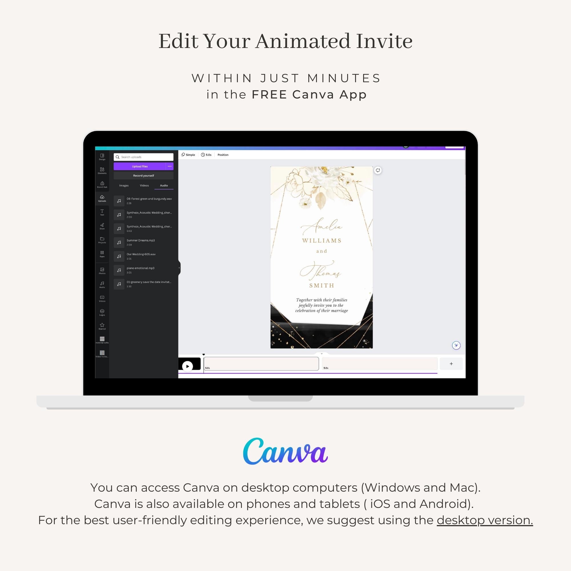 ANTEA Wedding Invitation Video Template - Black &amp; Gold