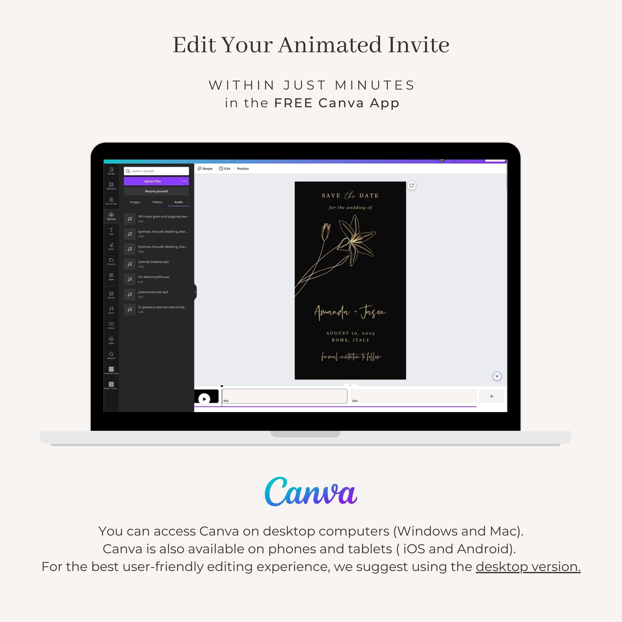 GIGLIOLA Save the Date Video Template - Black &amp; Gold