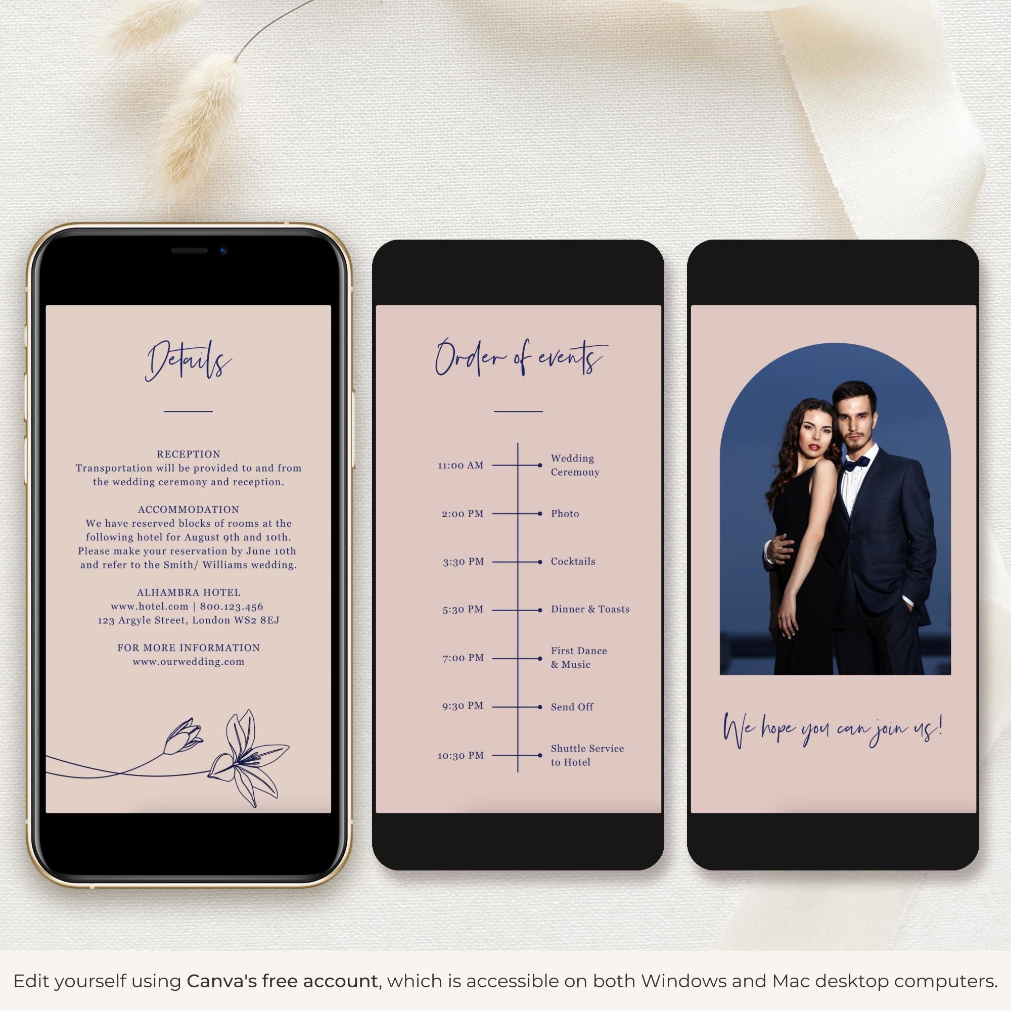 GIGLIOLA Wedding Invitation Video Template - Blush &amp; Navy