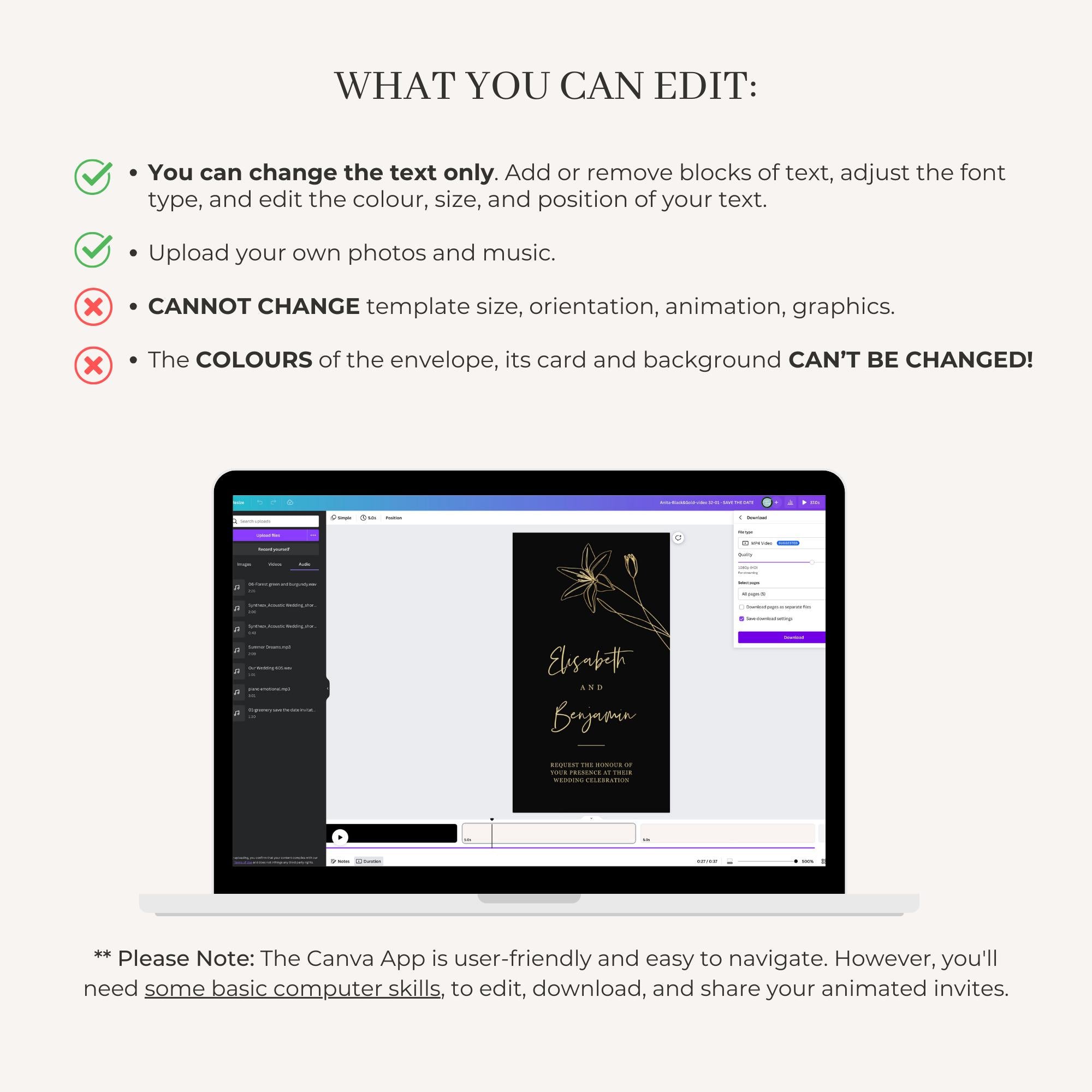 GIGLIOLA Wedding Invitation Video Template - Black &amp; Gold