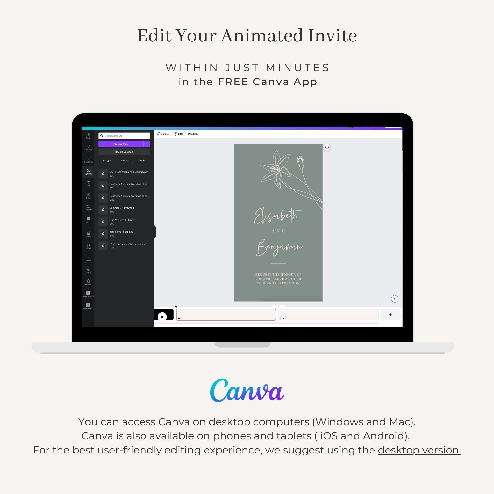 GIGLIOLA Wedding Invitation Video Template - Sage &amp; Blush