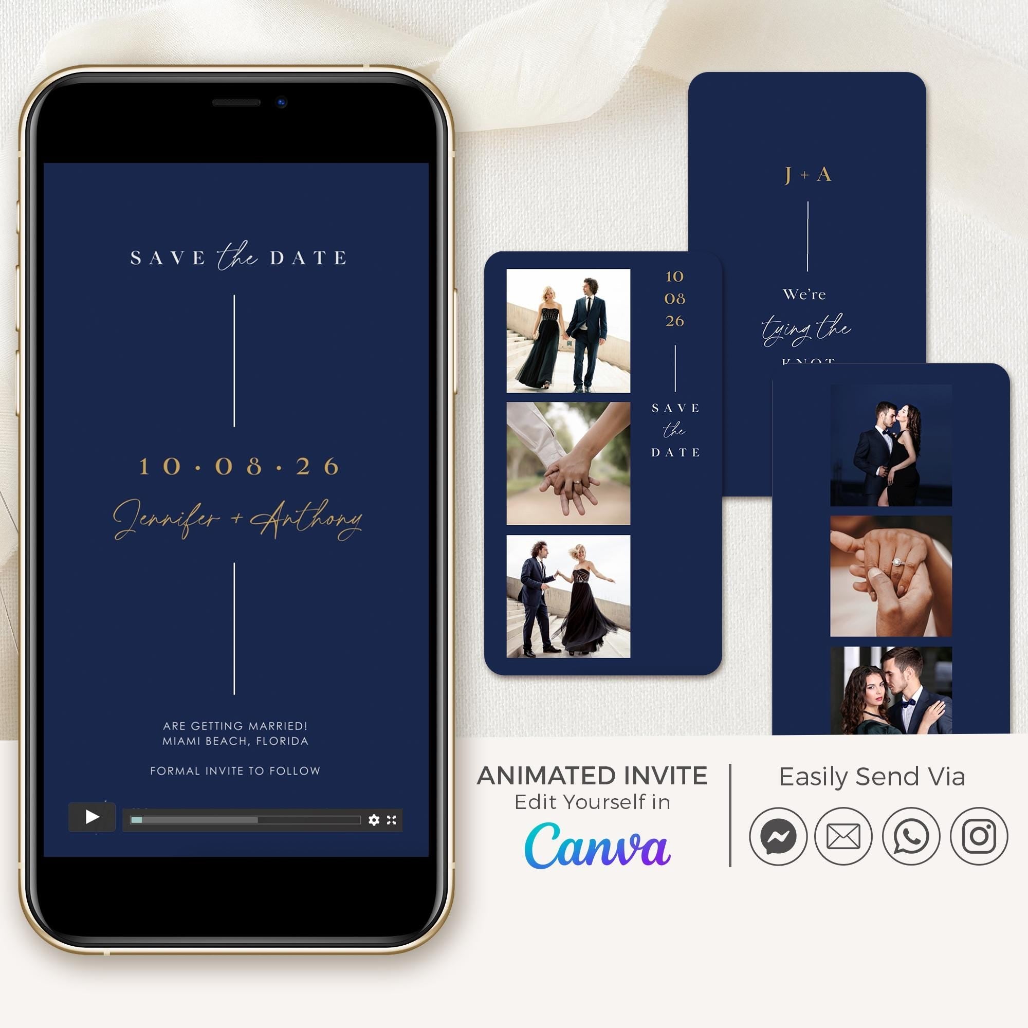 LAURA Save the Date Video Template - Blue Navy