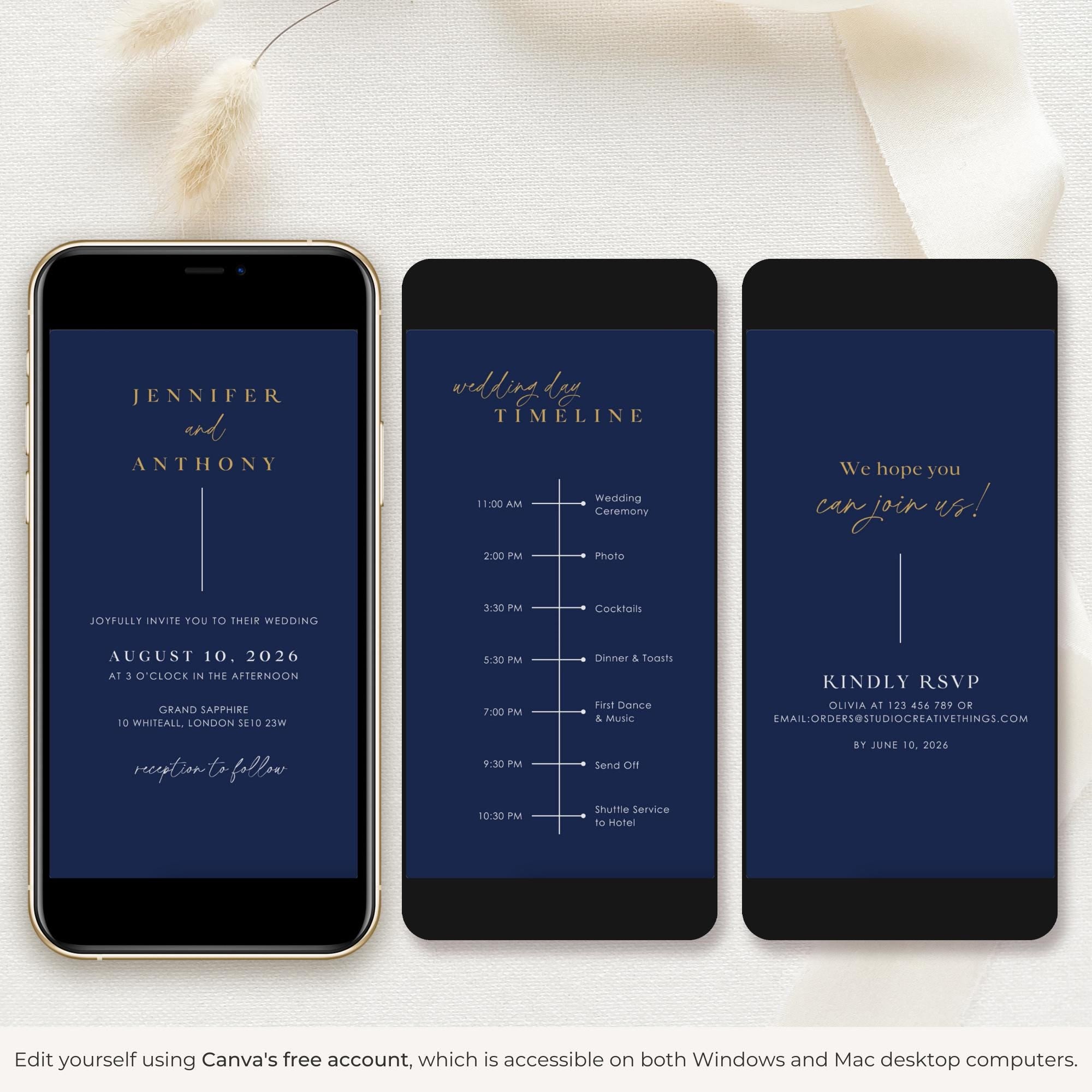 LAURA Wedding Invitation Video Template - Blue Navy