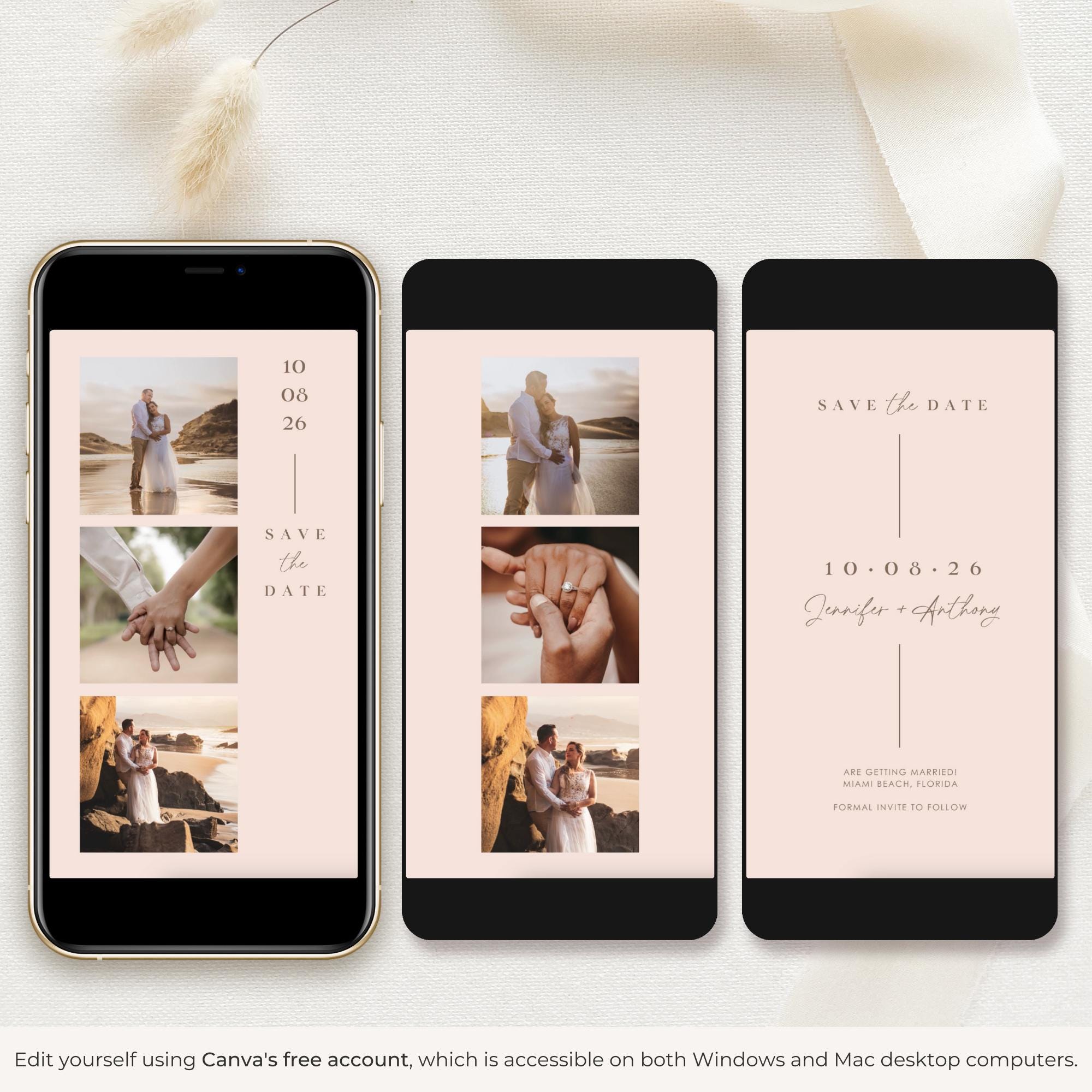LAURA Save the Date Video Template - Blush Pink