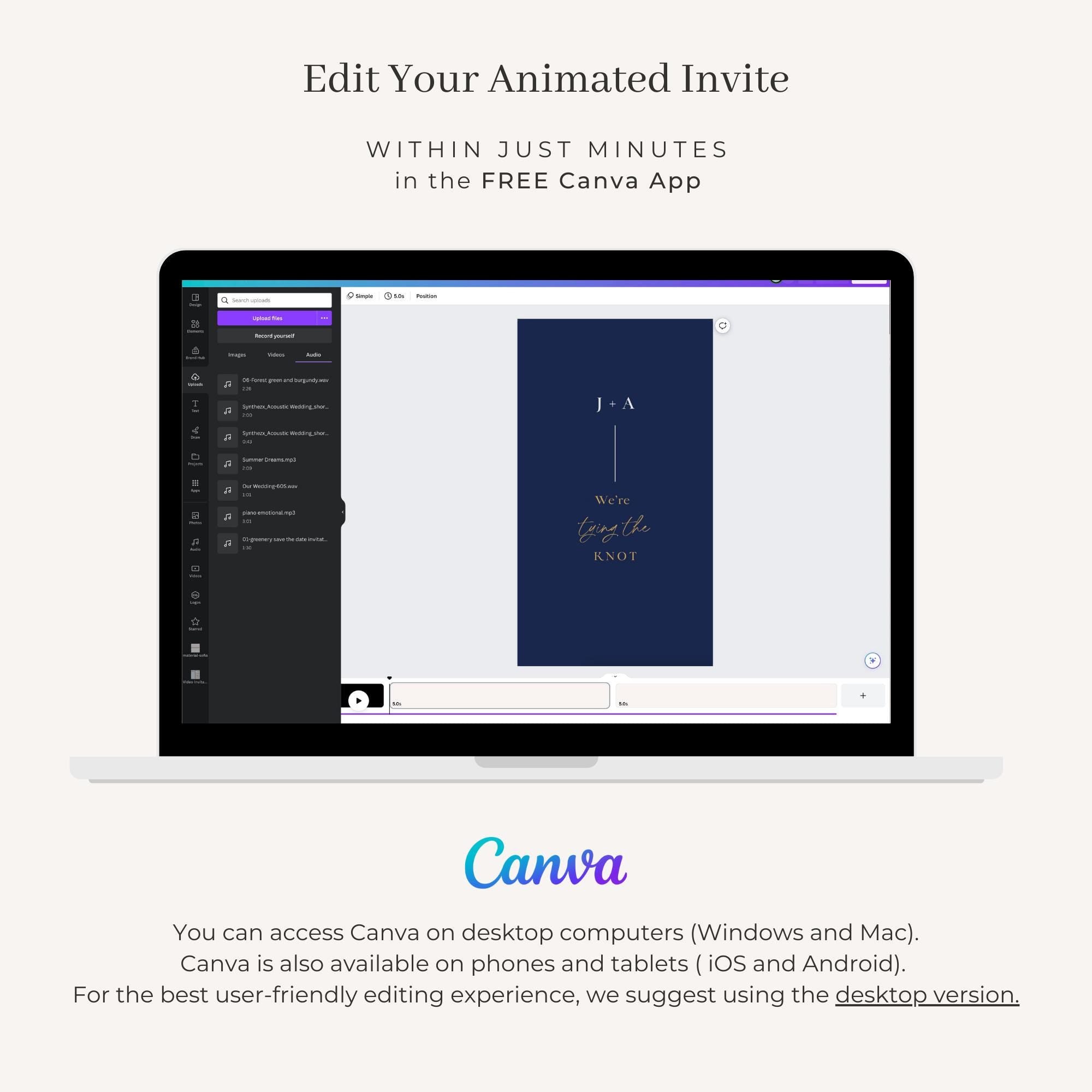 LAURA Wedding Invitation Video Template - Blue Navy